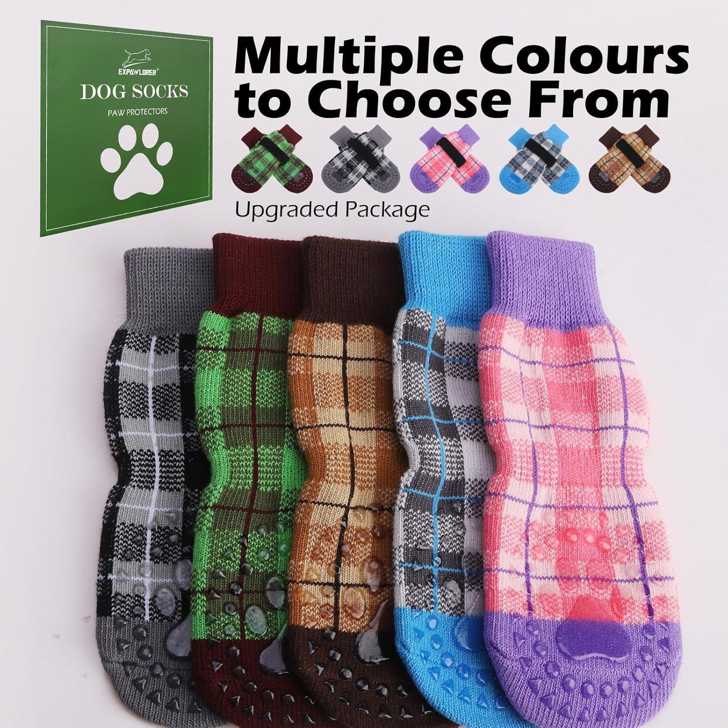 Calcetines Antideslizantes para Perros EXPAWLORER Tamaño M Caqui