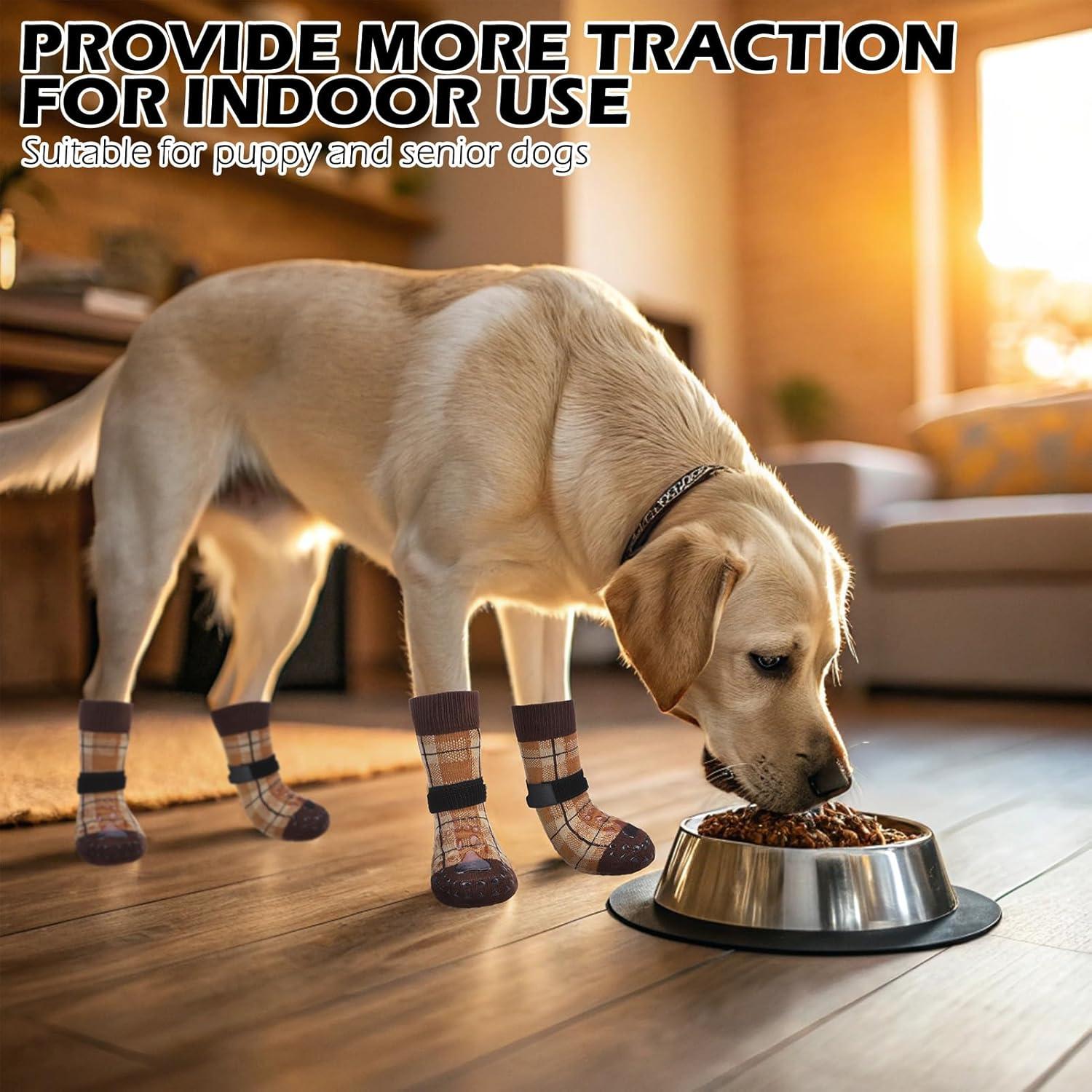 Calcetines Antideslizantes para Perros EXPAWLORER Tamaño M Caqui