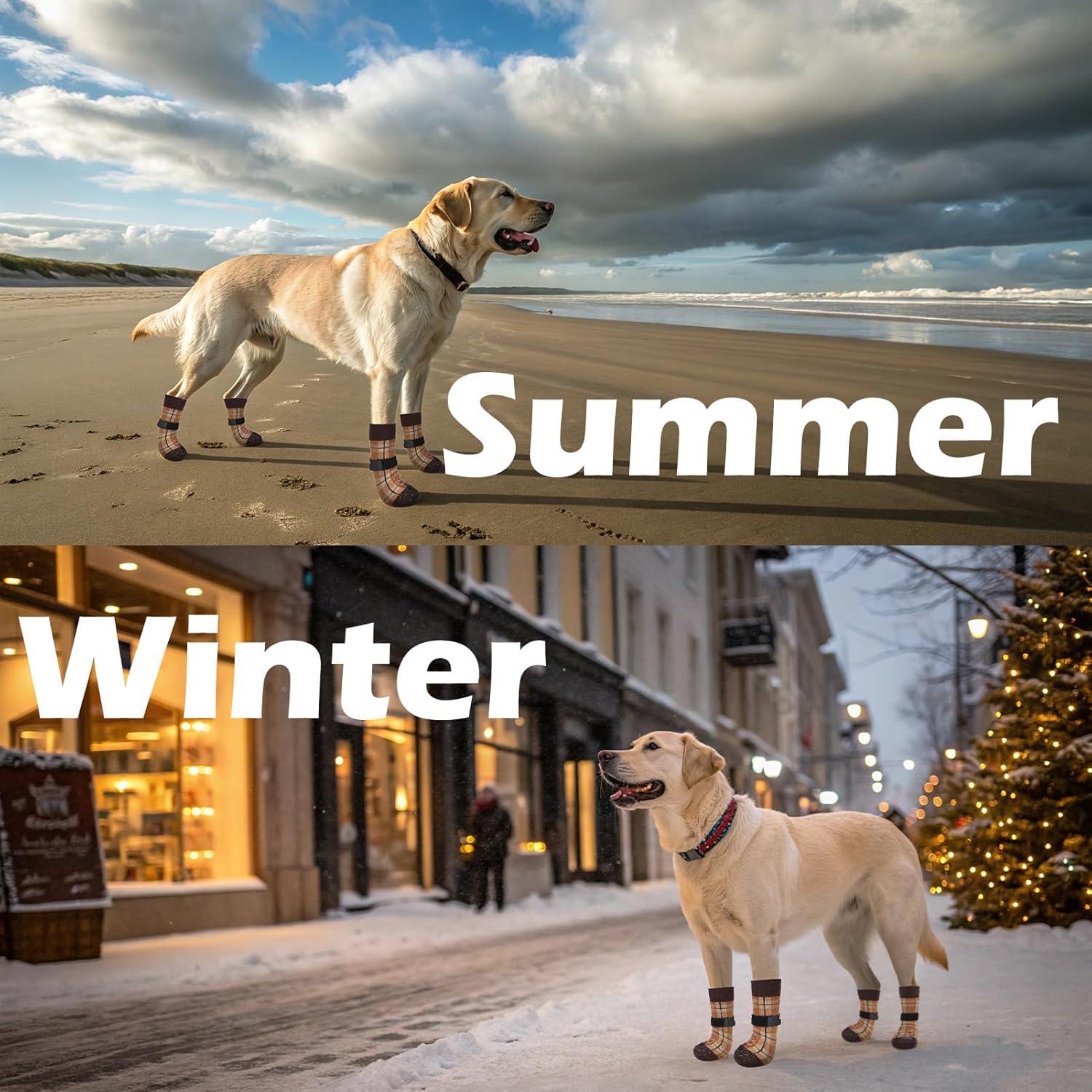 Calcetines Antideslizantes para Perros EXPAWLORER Tamaño M Caqui