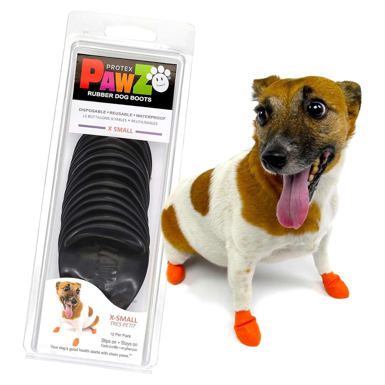 Botas de goma PawZ para perros pequeños - Impermeables y antideslizantes - X-Pequeño (3.81-5.08 cm) - Paquete de 12
