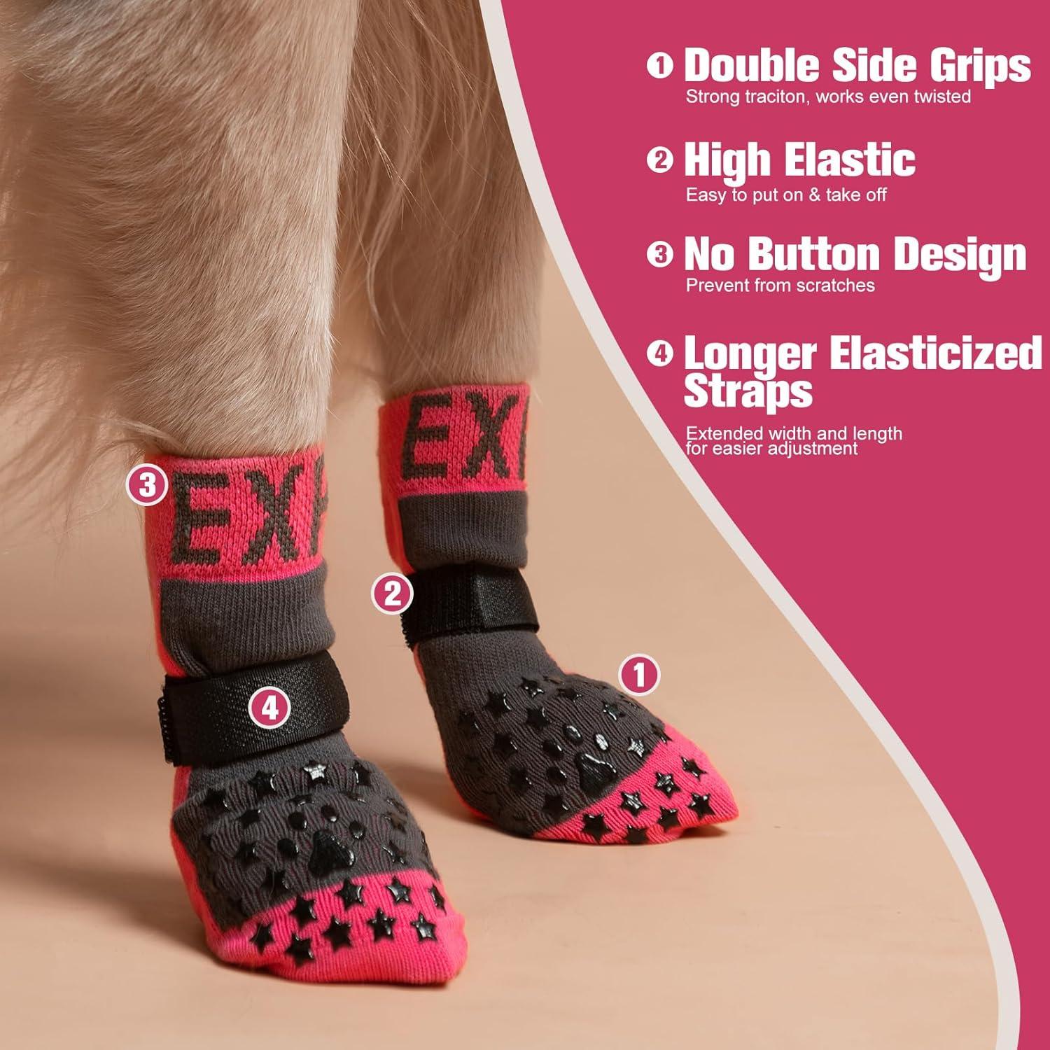 Calcetines Antideslizantes para Perros EXPAWLORER Mediano Rosa