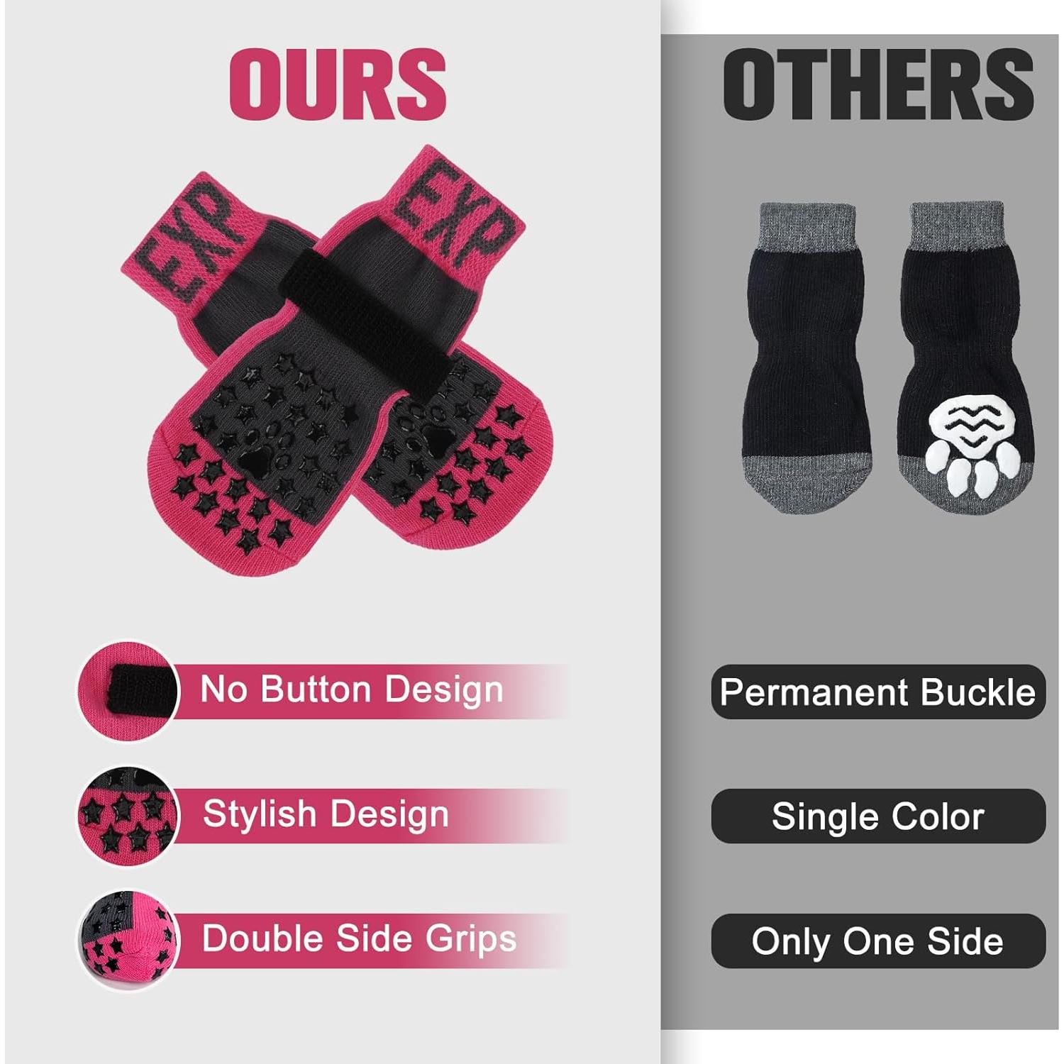 Calcetines Antideslizantes para Perros EXPAWLORER Mediano Rosa