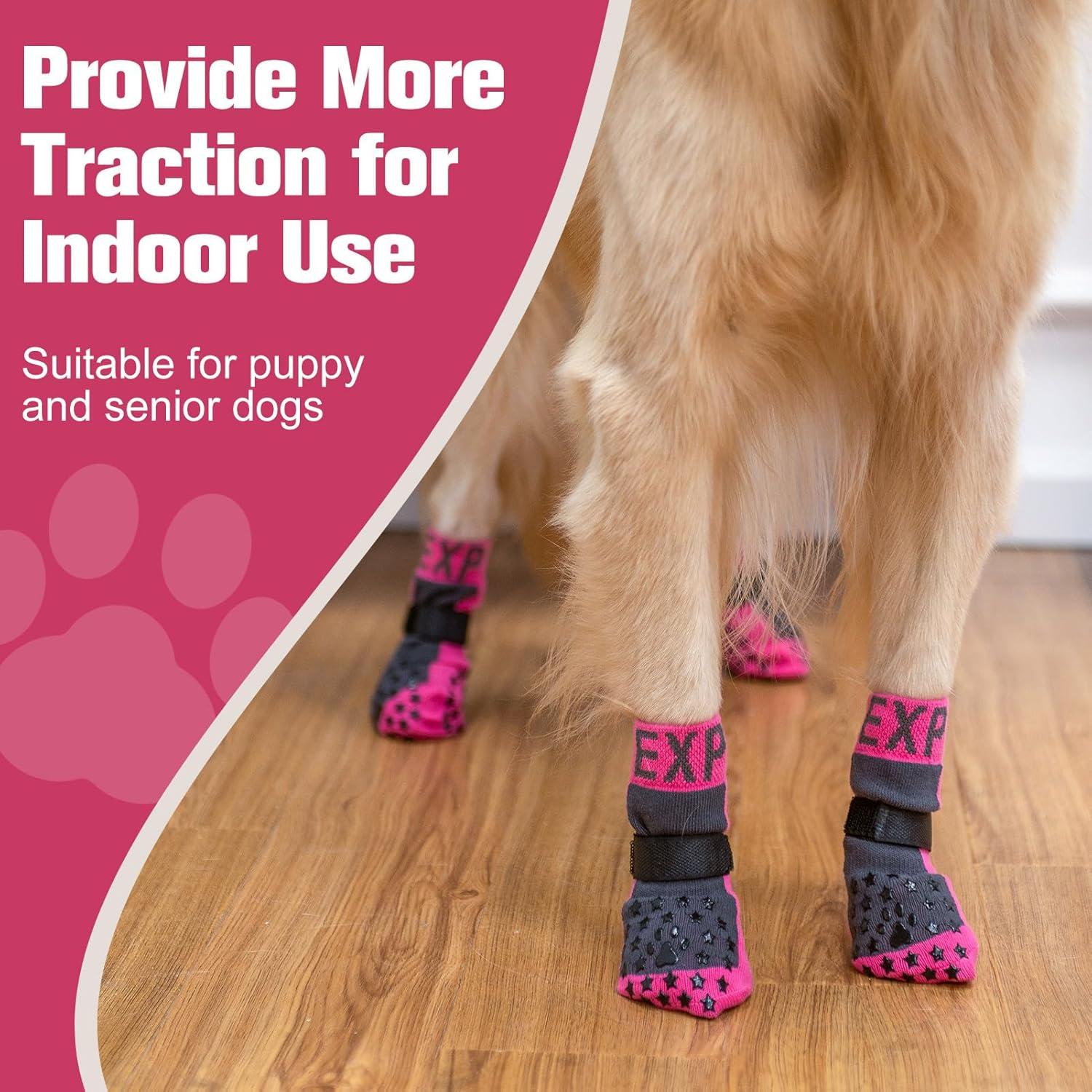 Calcetines Antideslizantes para Perros EXPAWLORER Mediano Rosa