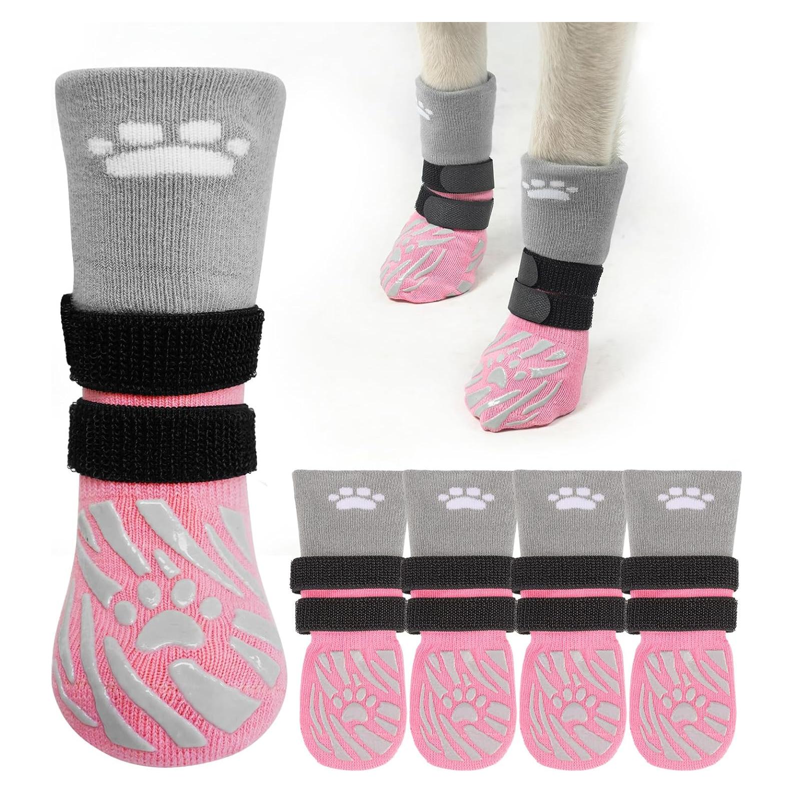 Calcetines Antideslizantes para Perros SCENEREAL Talla L Rosa