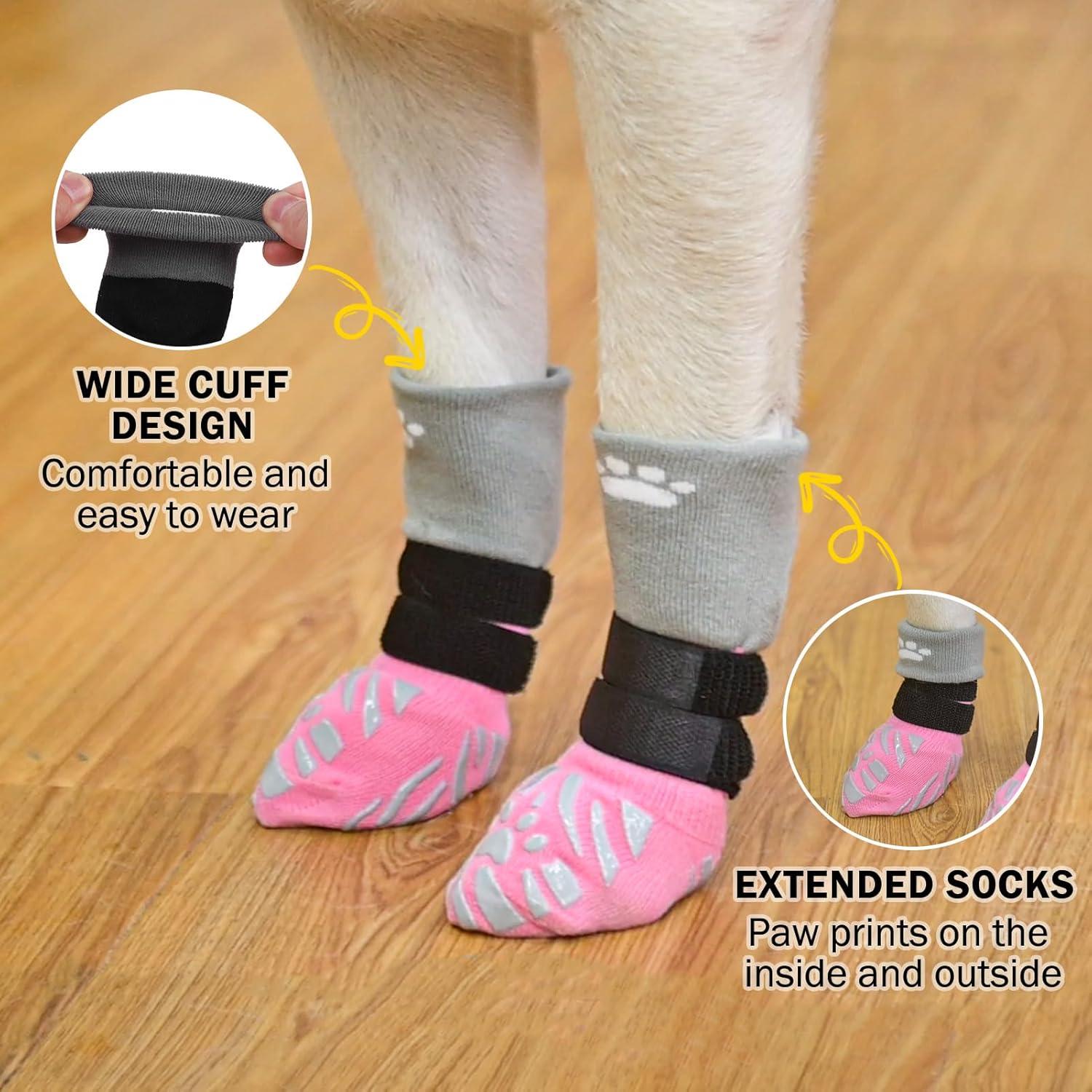 Calcetines Antideslizantes para Perros SCENEREAL Talla L Rosa