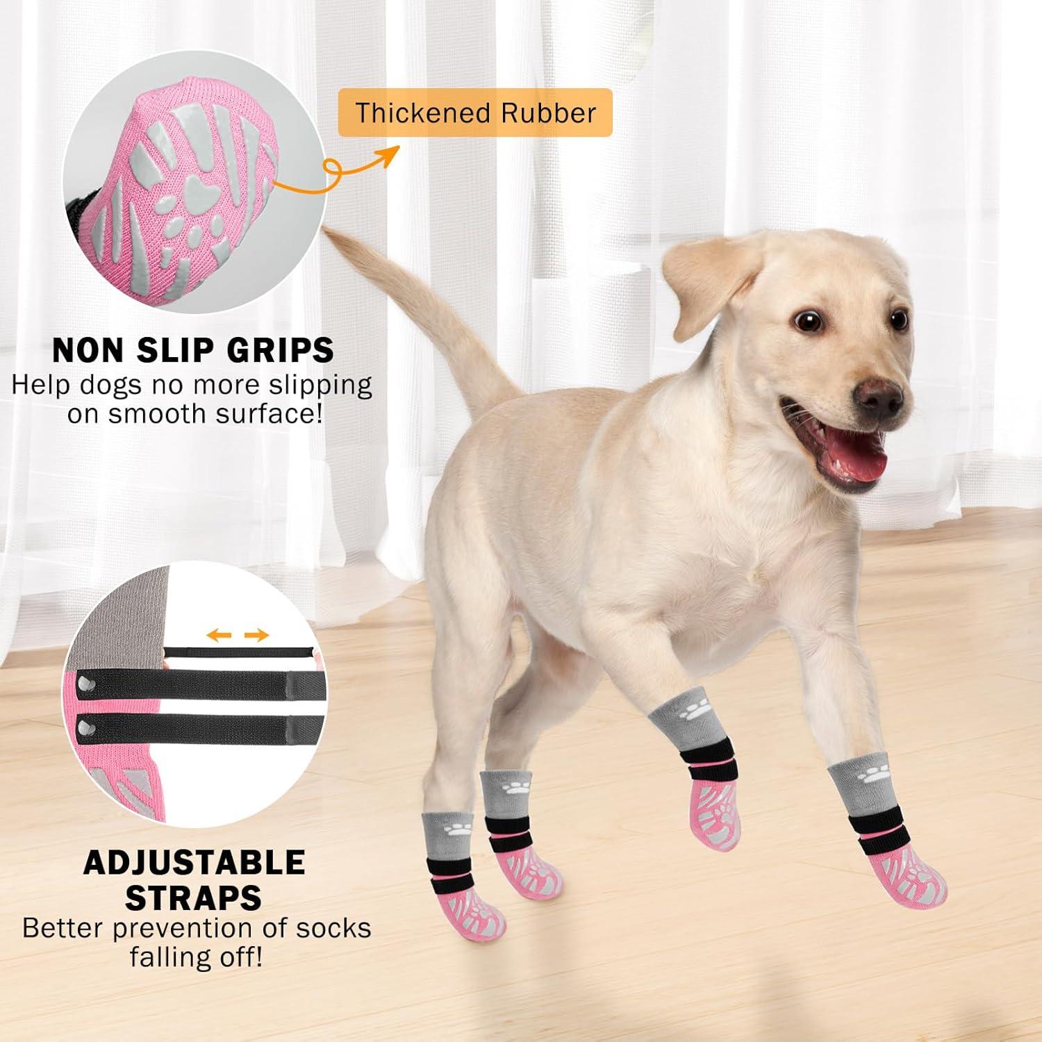 Calcetines Antideslizantes para Perros SCENEREAL Talla L Rosa
