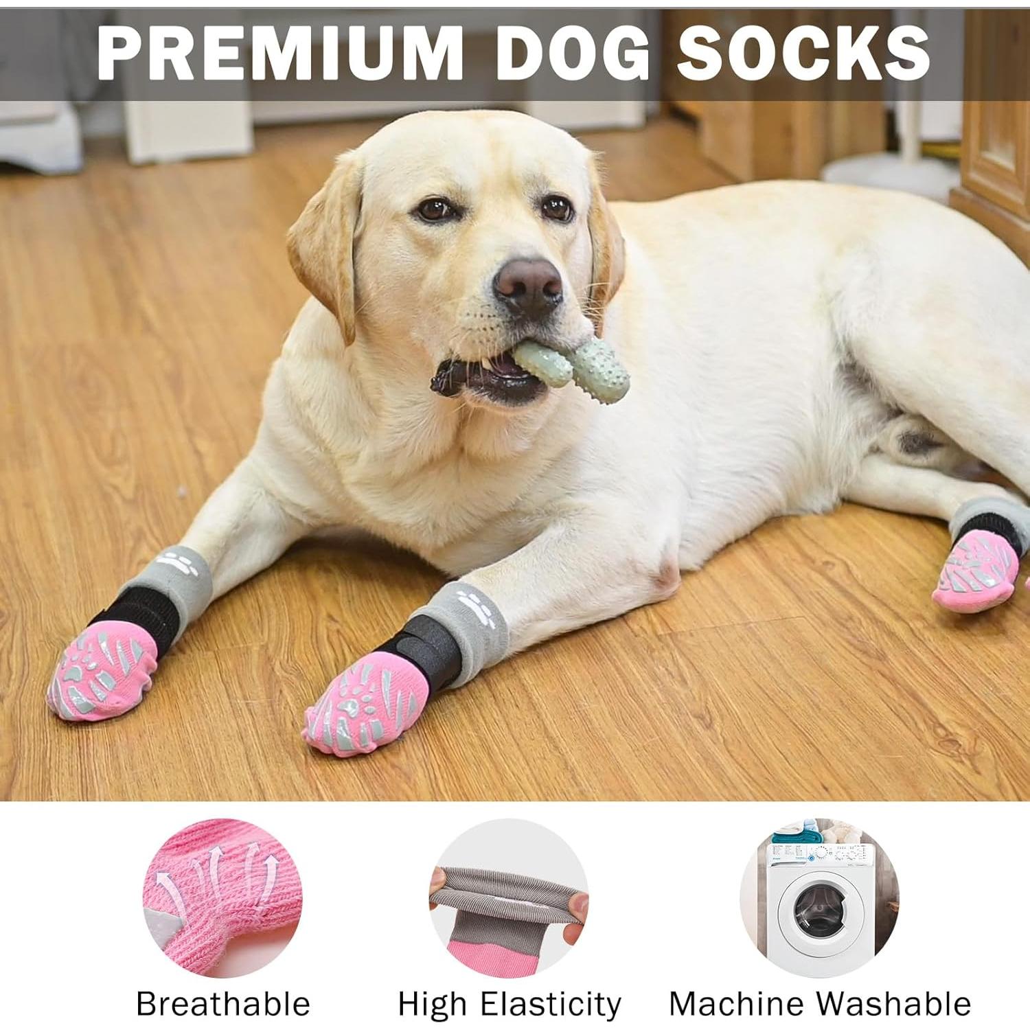 Calcetines Antideslizantes para Perros SCENEREAL Talla L Rosa