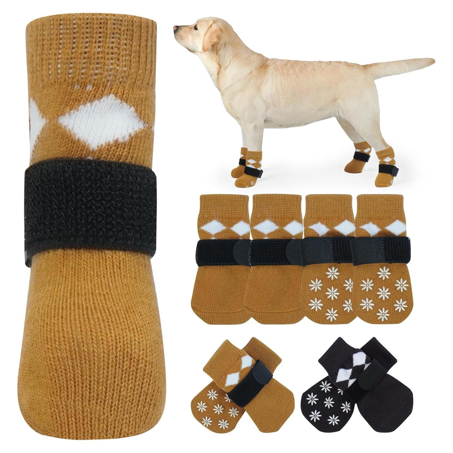 Calcetines Antideslizantes para Perros Grandes IKIPUKO XL Caqui