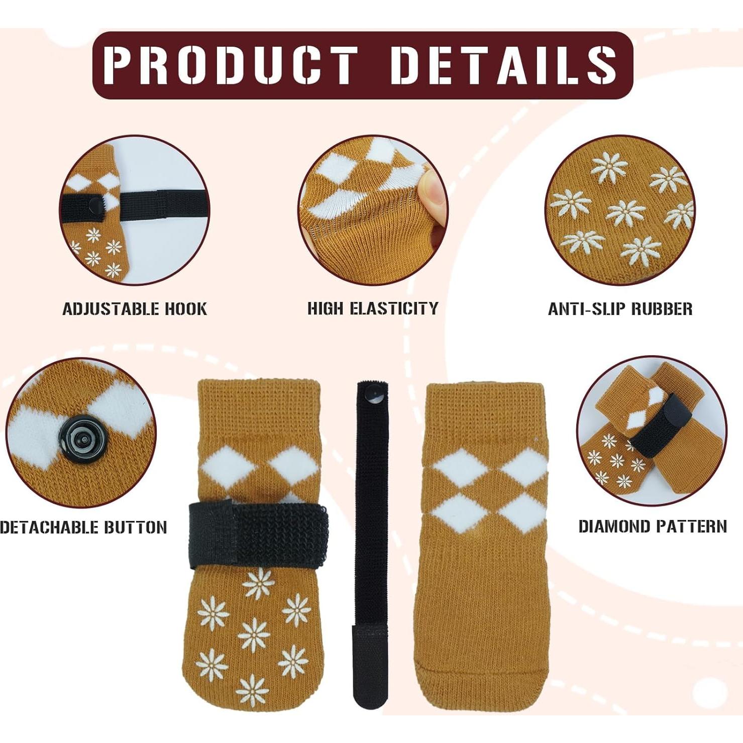 Calcetines Antideslizantes para Perros Grandes IKIPUKO XL Caqui