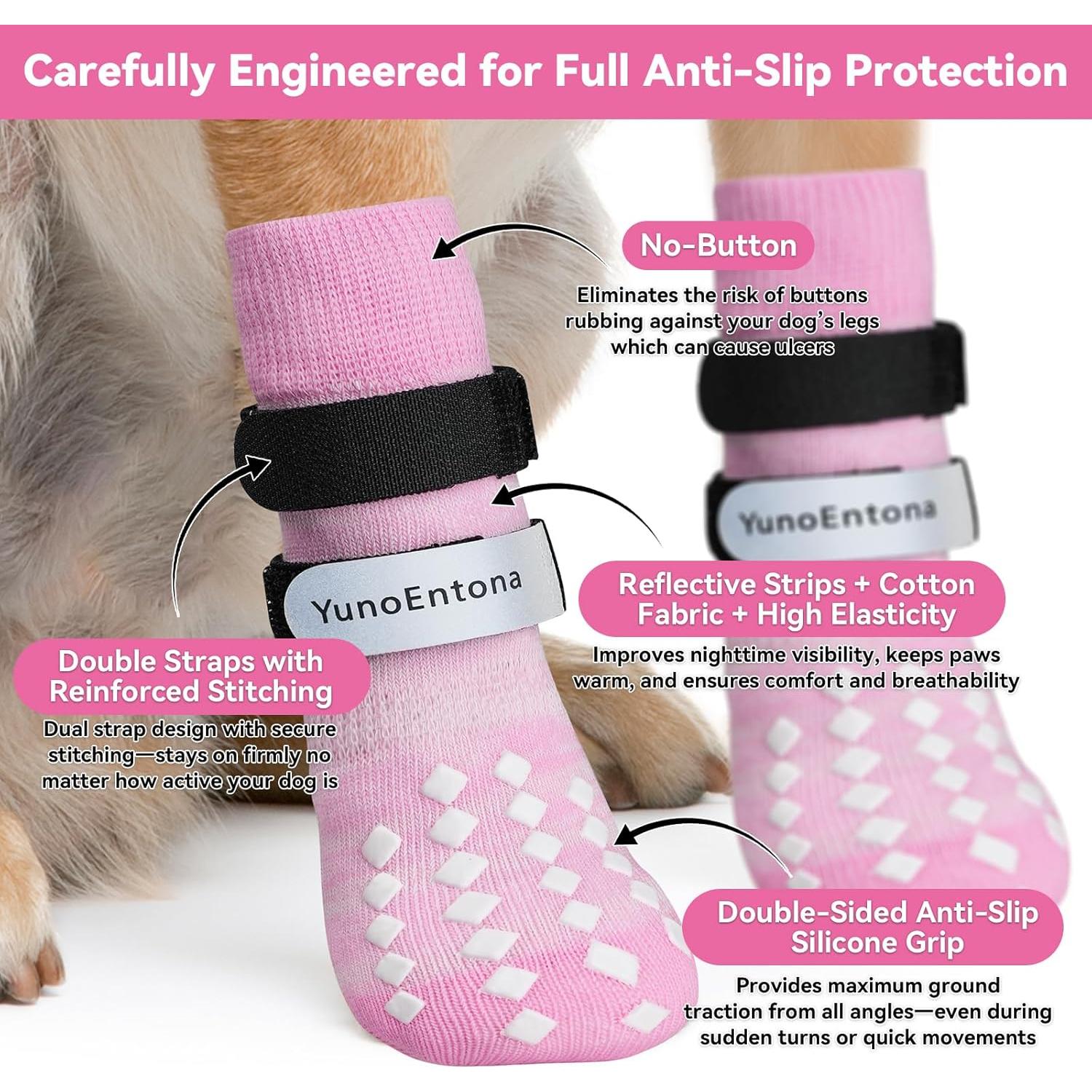 Calcetines Antideslizantes para Perros YunoEntona Rosa L