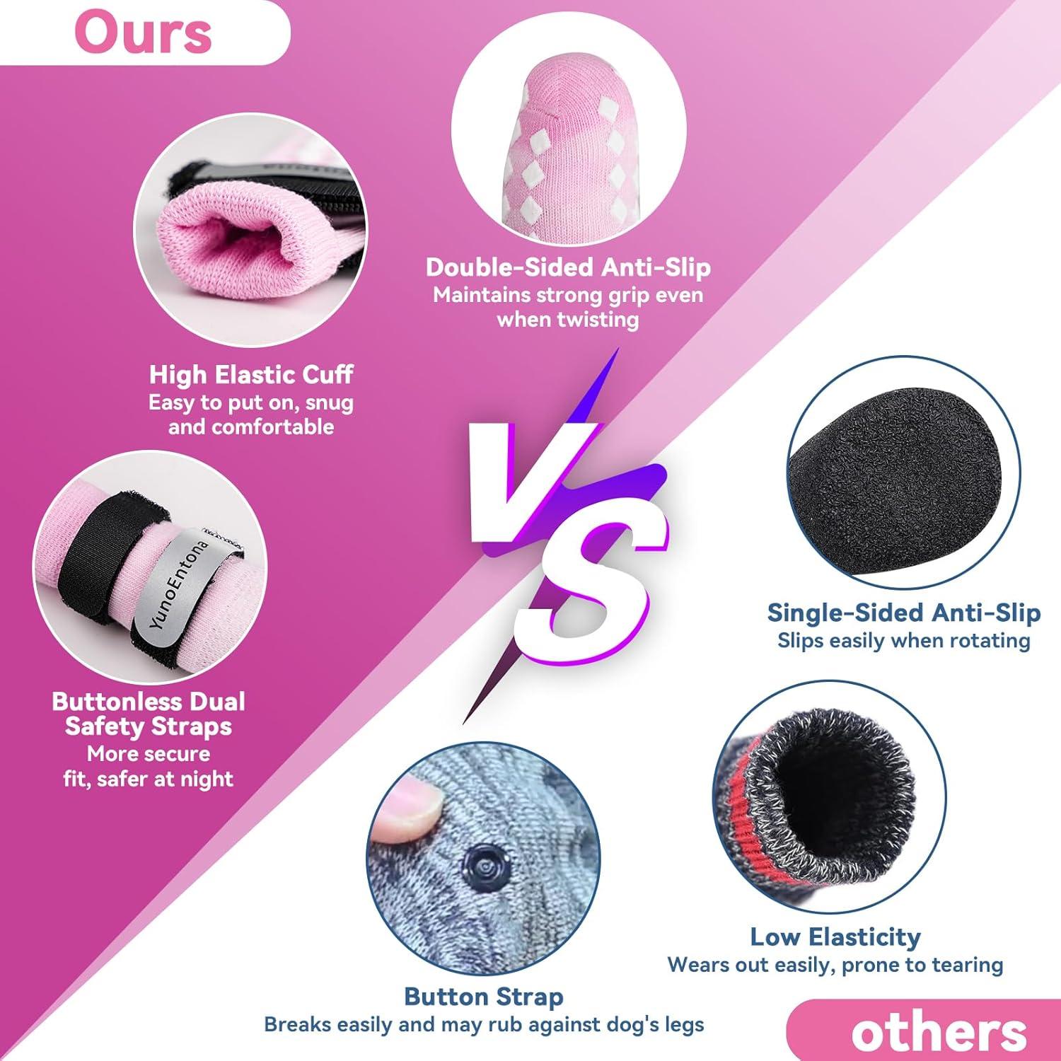 Calcetines Antideslizantes para Perros YunoEntona Rosa L