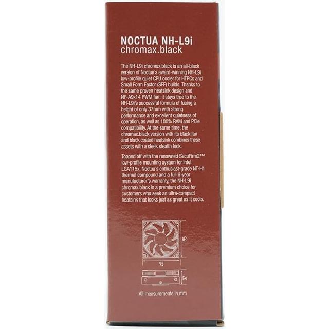 Enfriador de CPU Noctua NH-L9i chromax.Black 37mm para Intel
