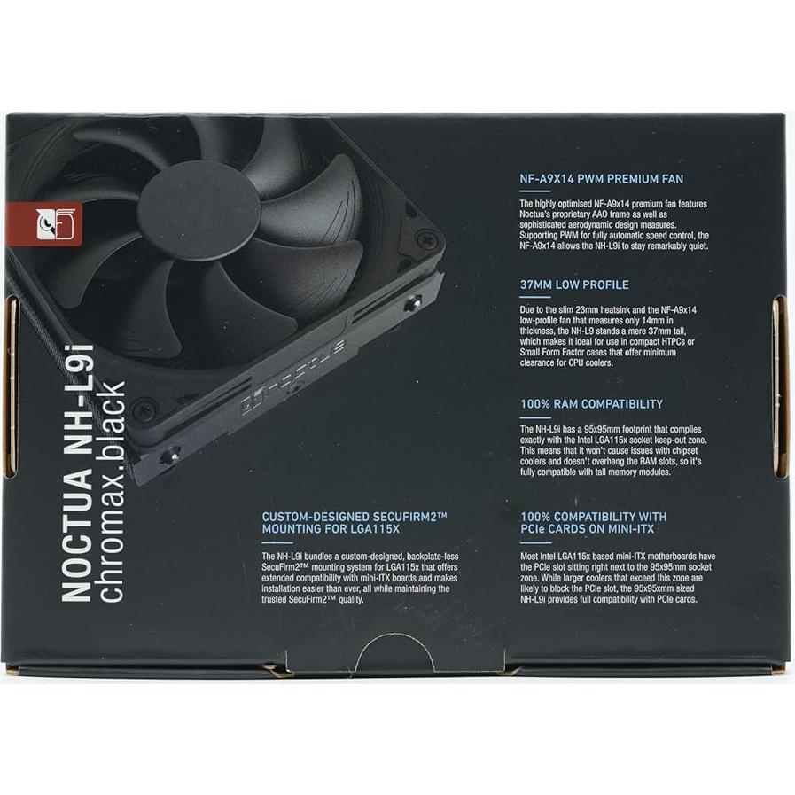 Enfriador de CPU Noctua NH-L9i chromax.Black 37mm para Intel