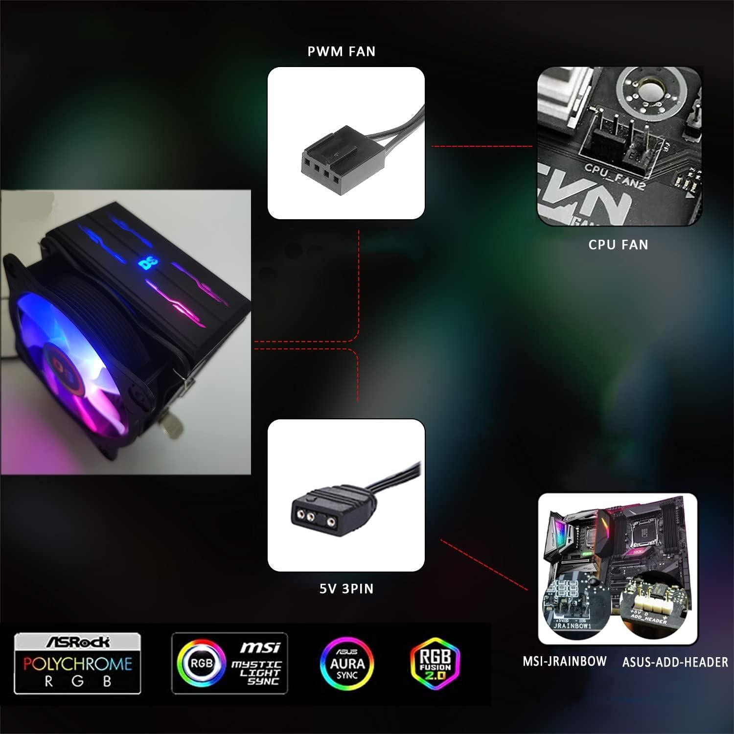 Ventilador de CPU RGB DS 90mm 2200RPM Compatible Intel