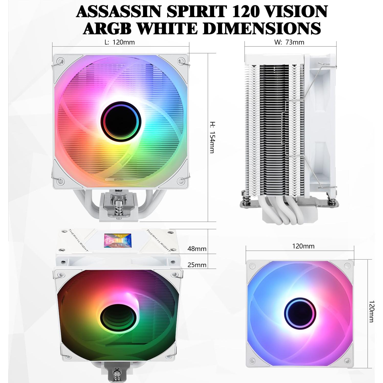 Enfriador de CPU Thermalright AS120 Visión ARGB Blanca 120mm