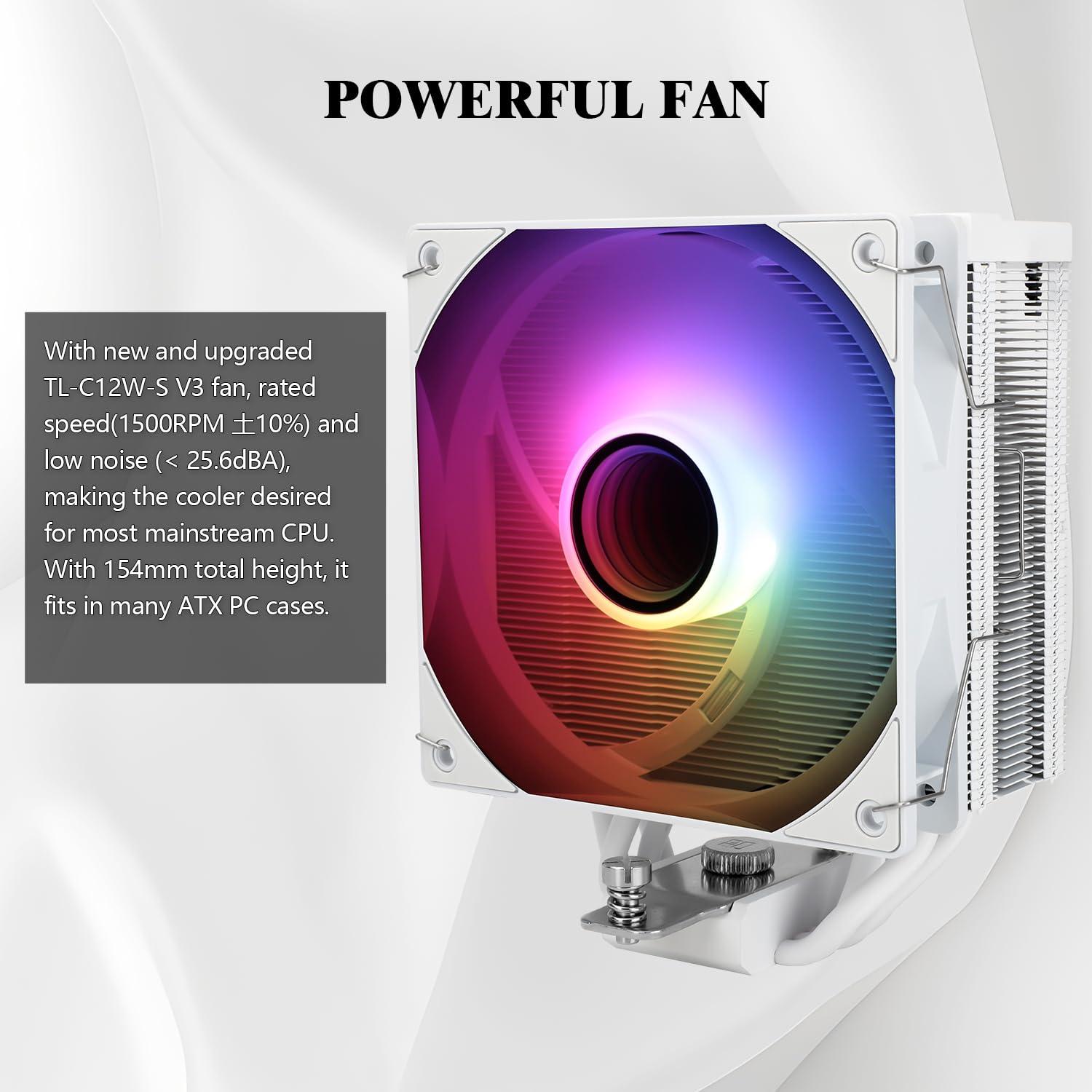 Enfriador de CPU Thermalright AS120 Visión ARGB Blanca 120mm