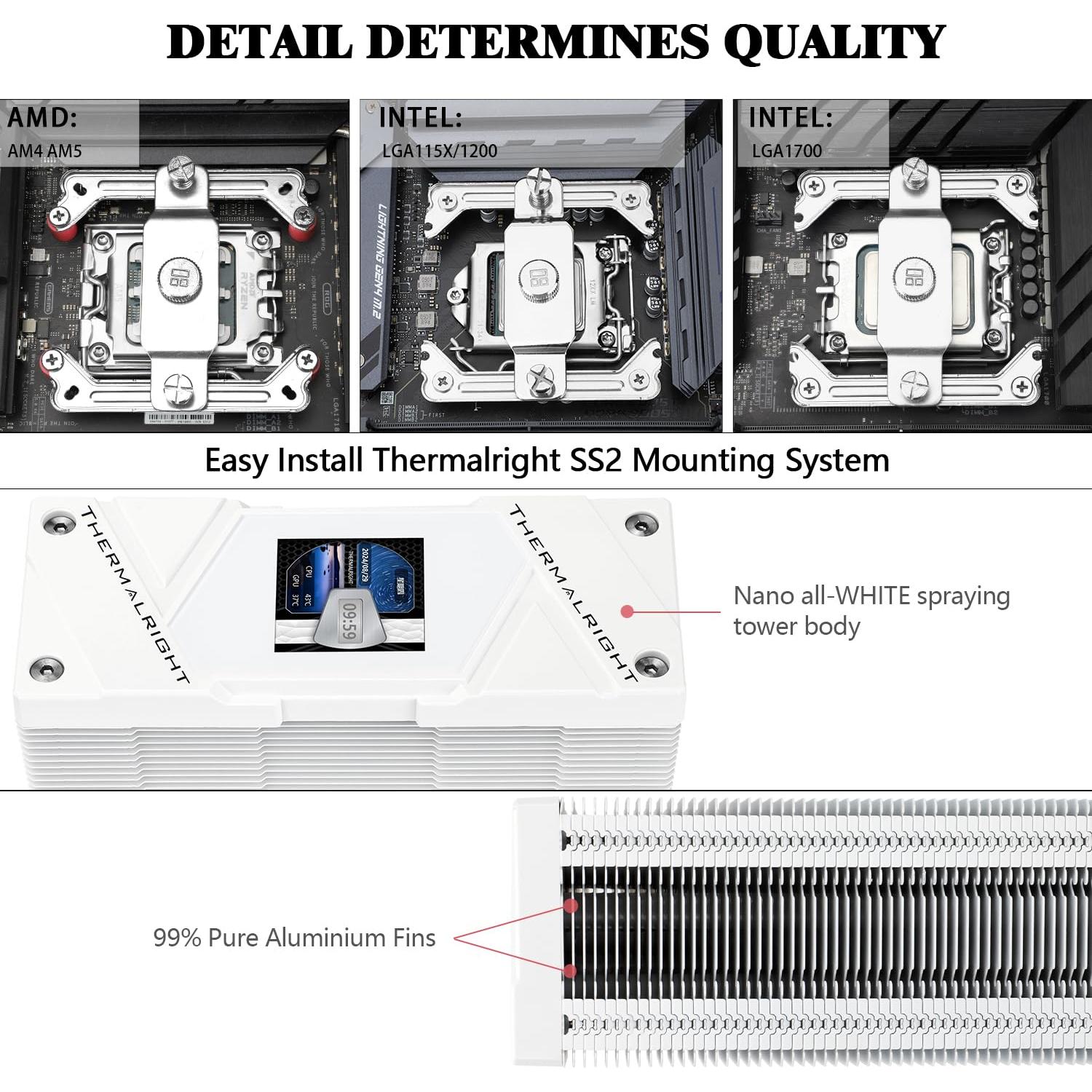 Enfriador de CPU Thermalright AS120 Visión ARGB Blanca 120mm