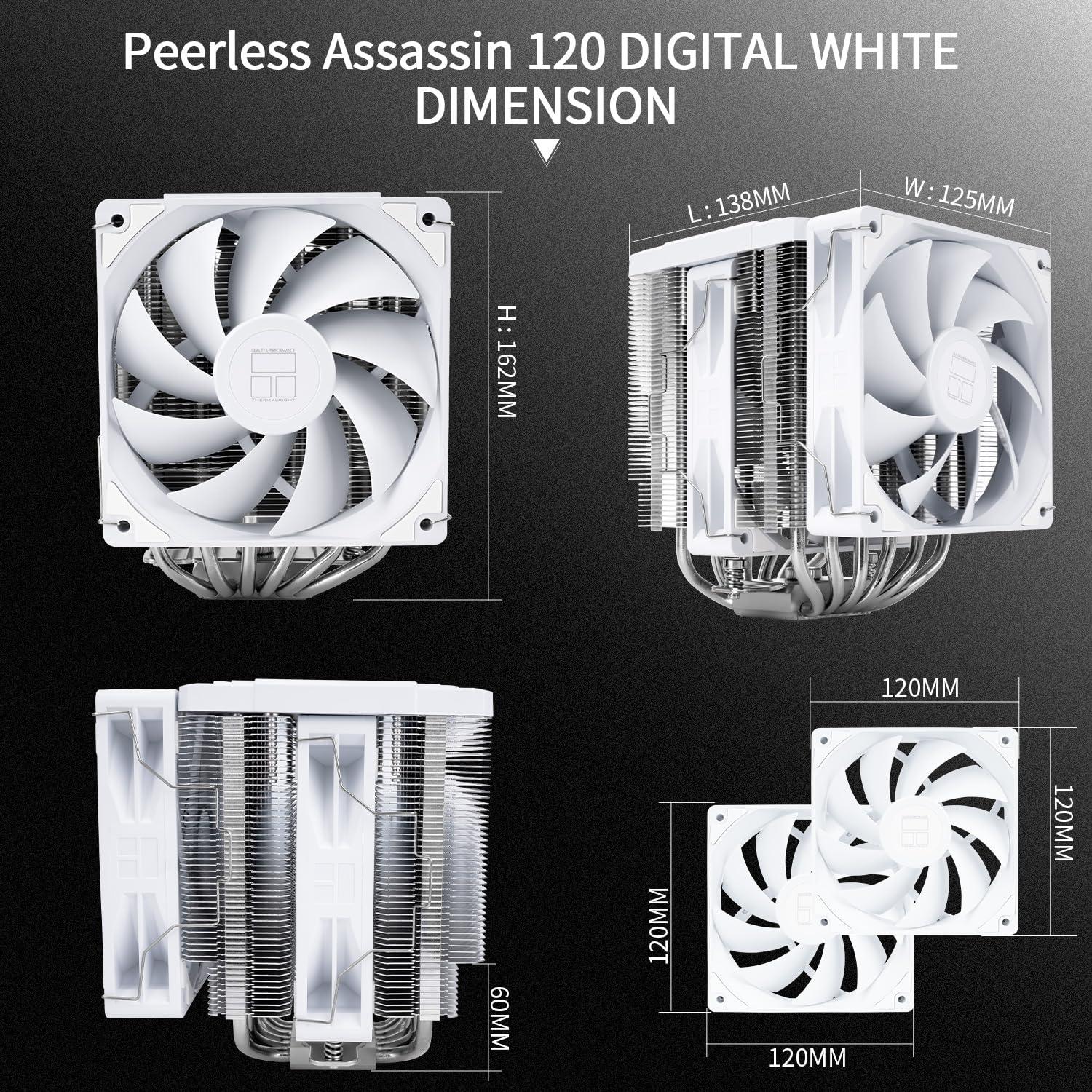 Enfriador de CPU Thermalright Peerless Assassin 120 Digital Blanco, Doble Torre y Ventiladores