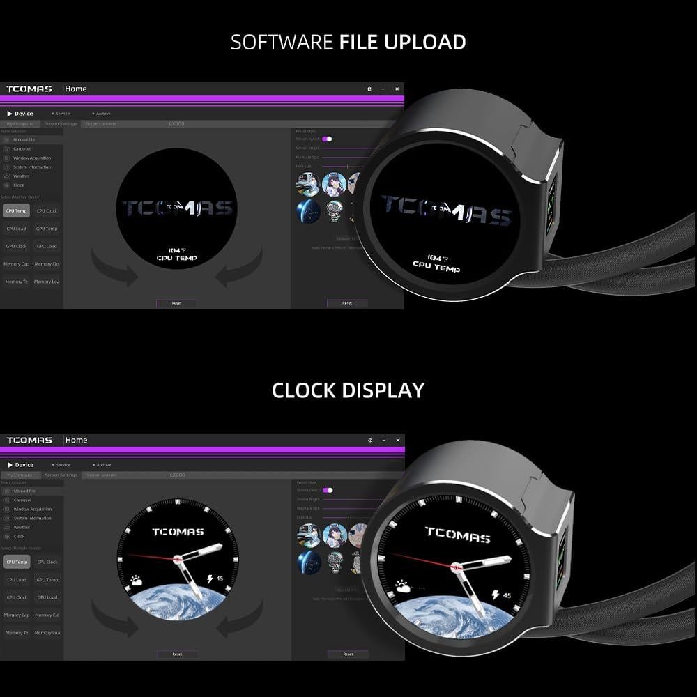 Enfriador de CPU Líquido TCOMAS LX800 360mm Negro ARGB
