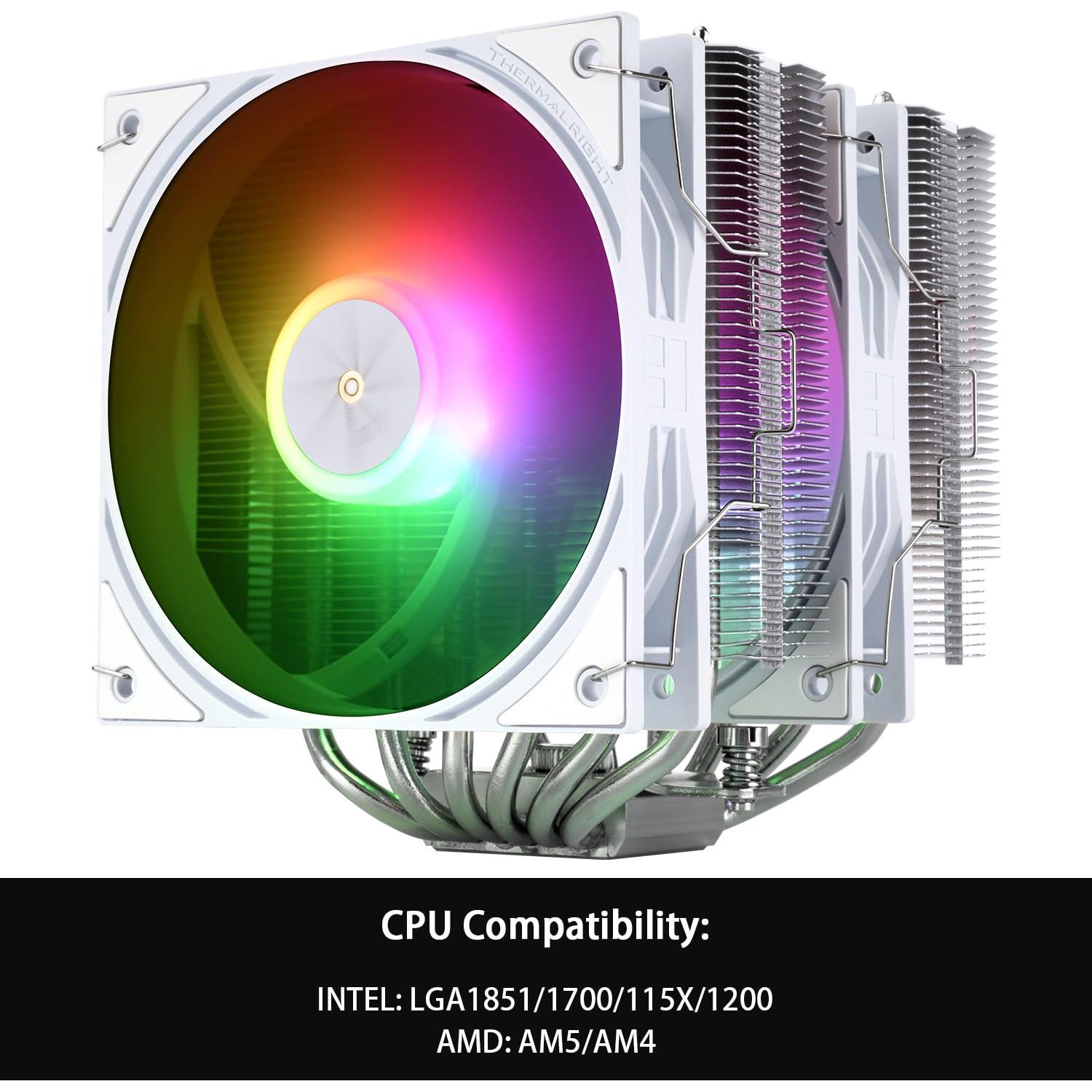 Enfriador de CPU Thermalright Peerless Assassin 120 SE ARGB Blanco V3, 155mm, Doble Torre, 6 Tubos de Calor