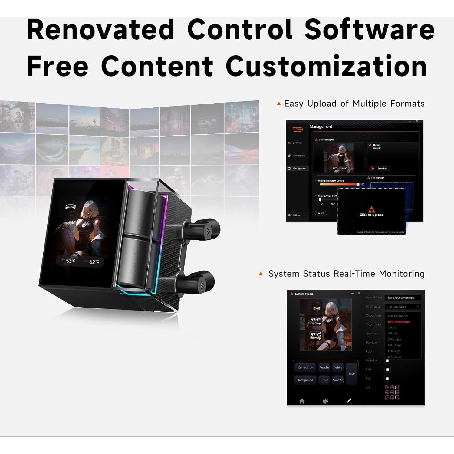 Enfriador Líquido de CPU PCCOOLER DS360 360mm con Pantalla LCD