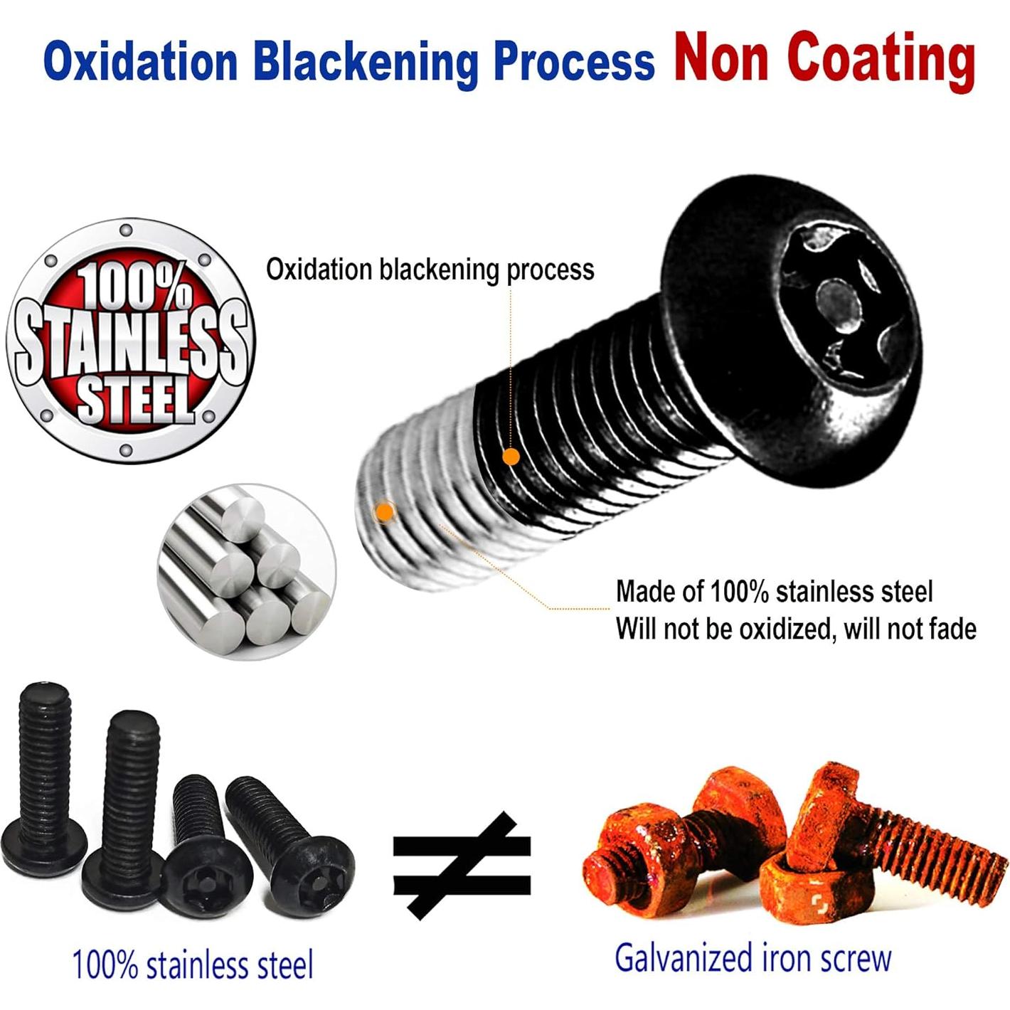 Tornillos Antirrobo Aootf para Placas de Matrícula Negros M6