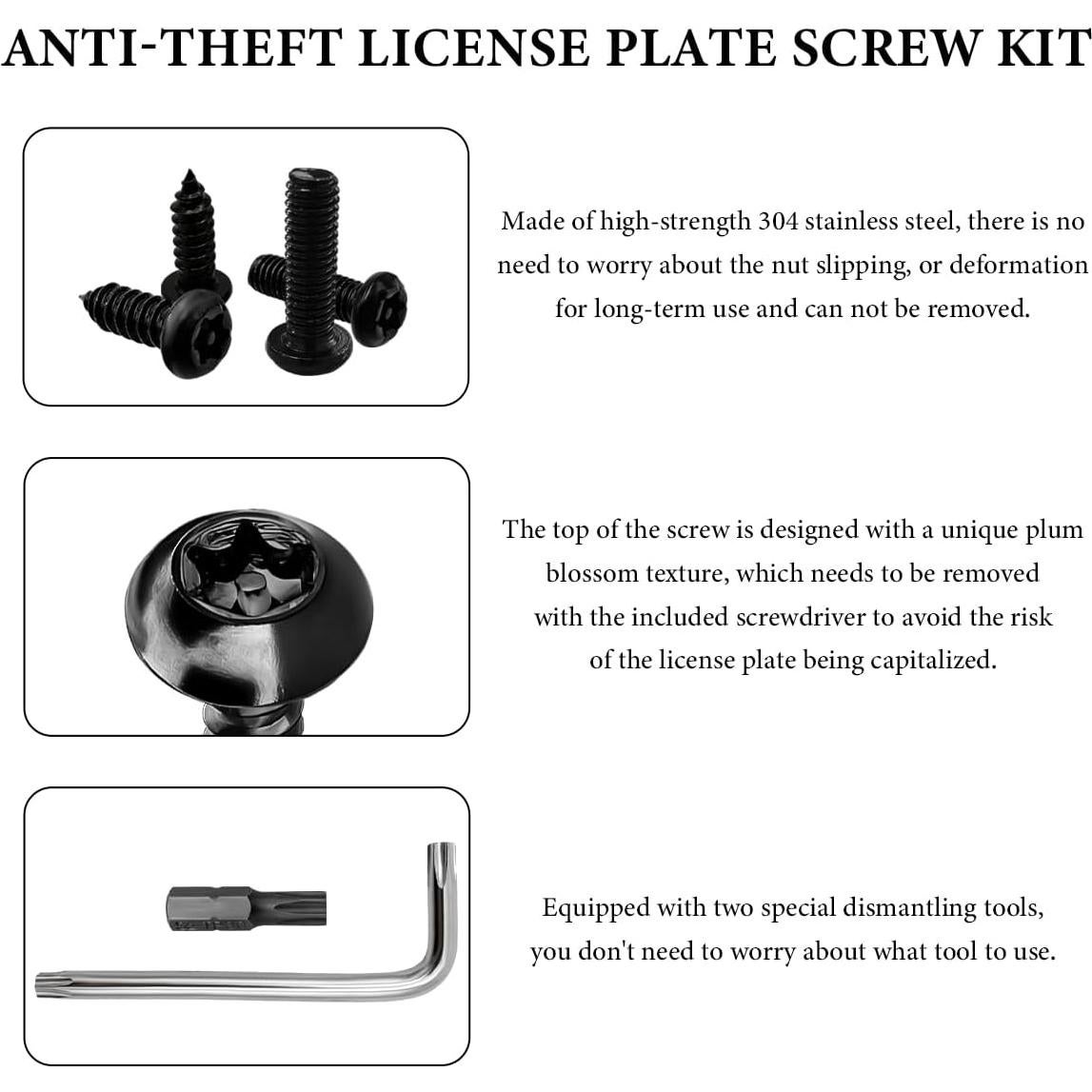 Kit de Tornillos Antirrobo para Placas de Licencia NYTKL M6