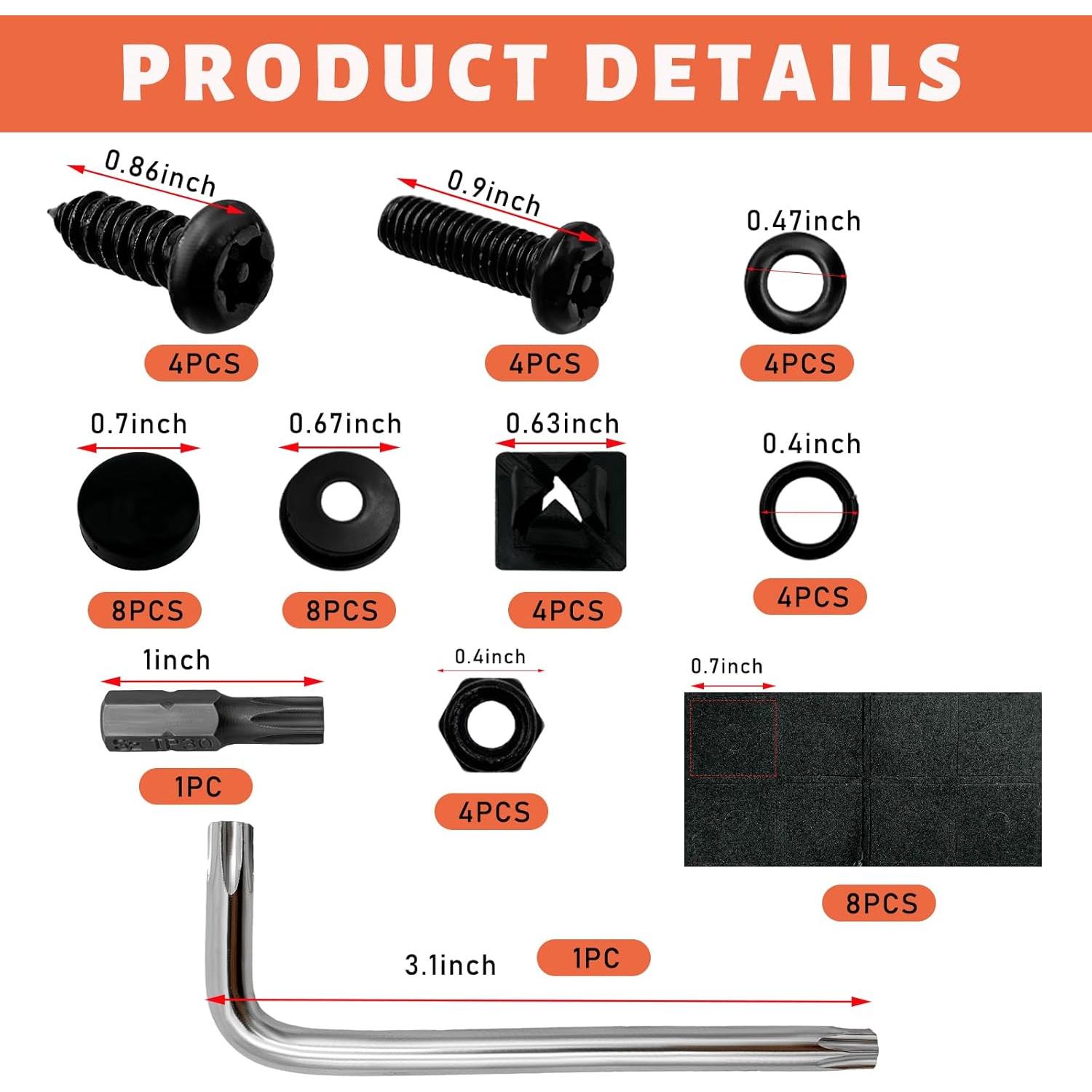 Tornillos Antirrobo para Placas de Matrícula Sylvil Negro M6