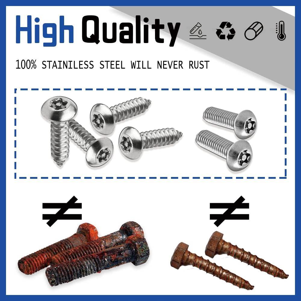 Kit de Tornillos Antirrobo Middrivr para Placas de Matrícula 8 Pzas