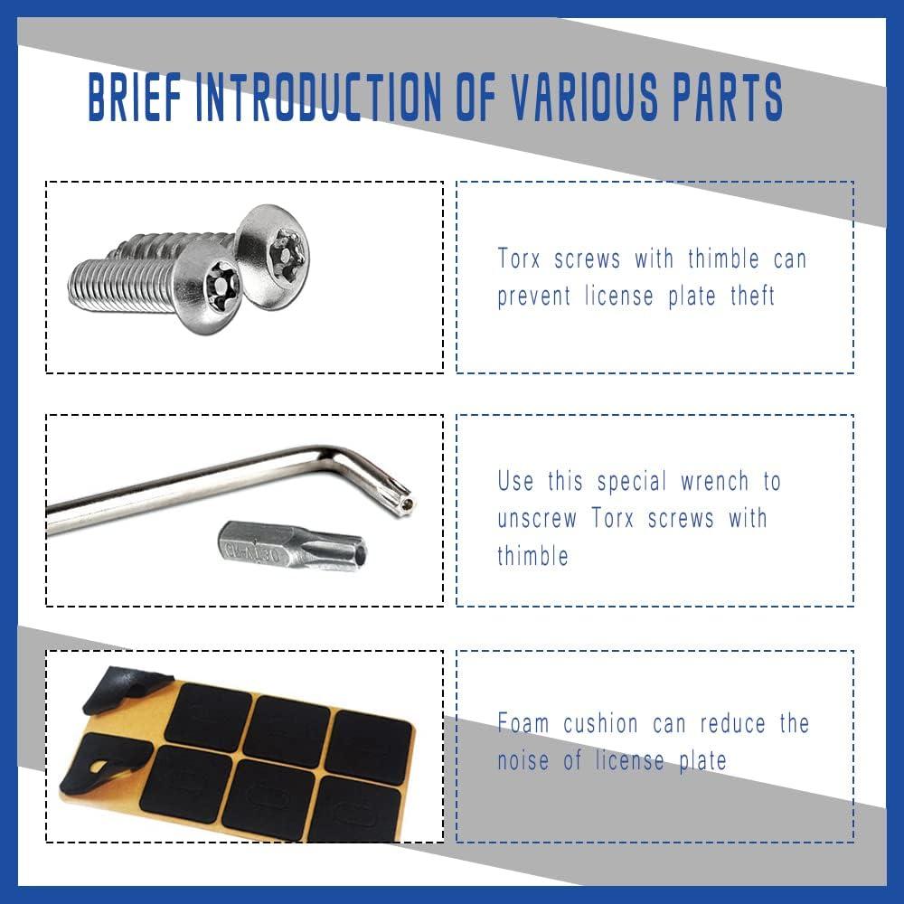 Kit de Tornillos Antirrobo Middrivr para Placas de Matrícula 8 Pzas