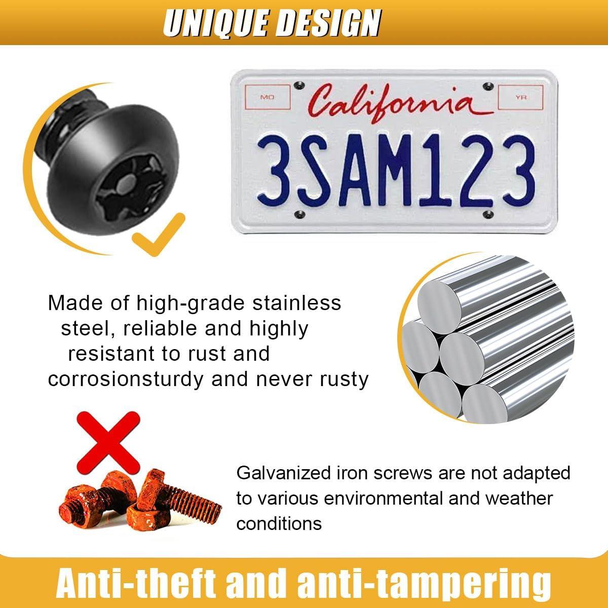 Kit de Tornillos Antirrobo para Placas de Licencia ZIMISI - 4 Juegos