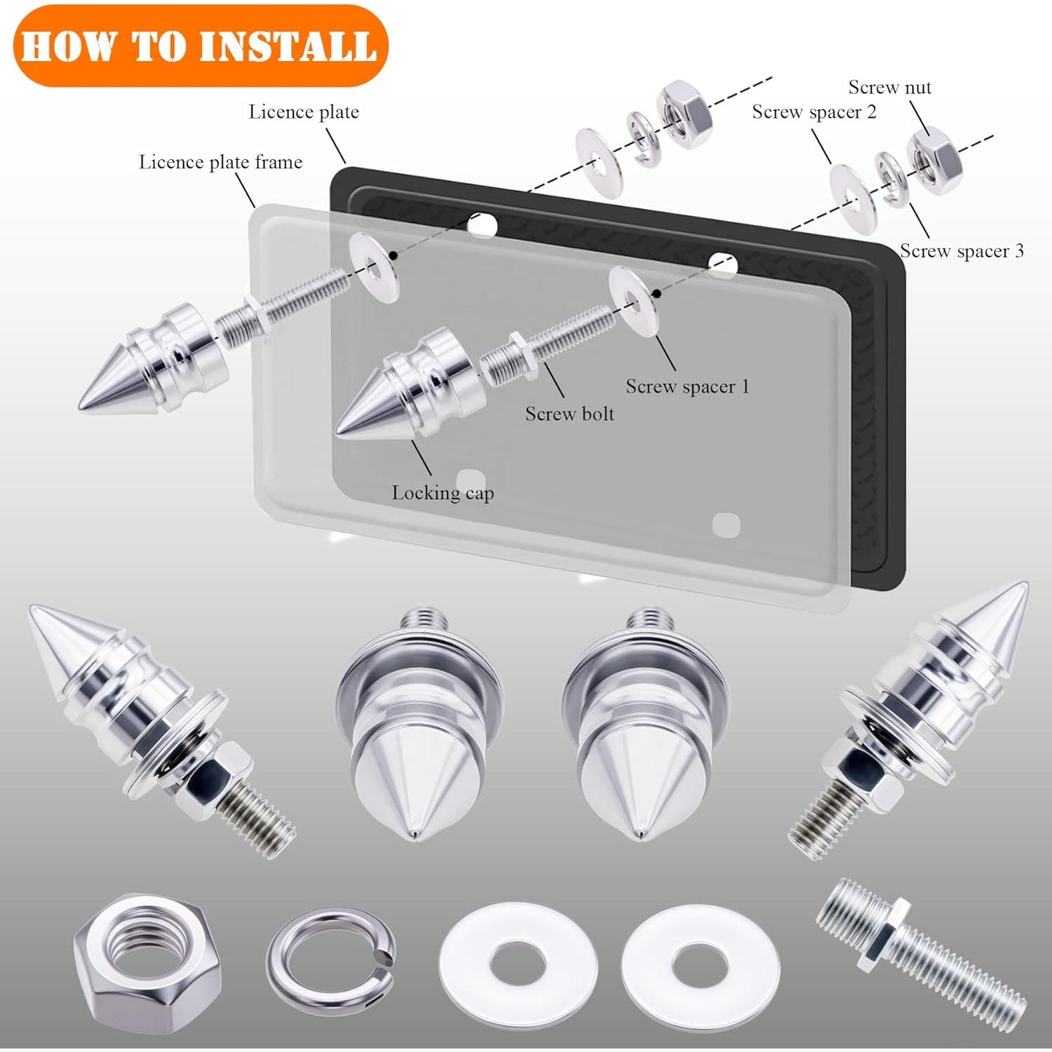 Kit de Tornillos Decorativos Antirrobo MEAJOO 4 Piezas Acero Inoxidable