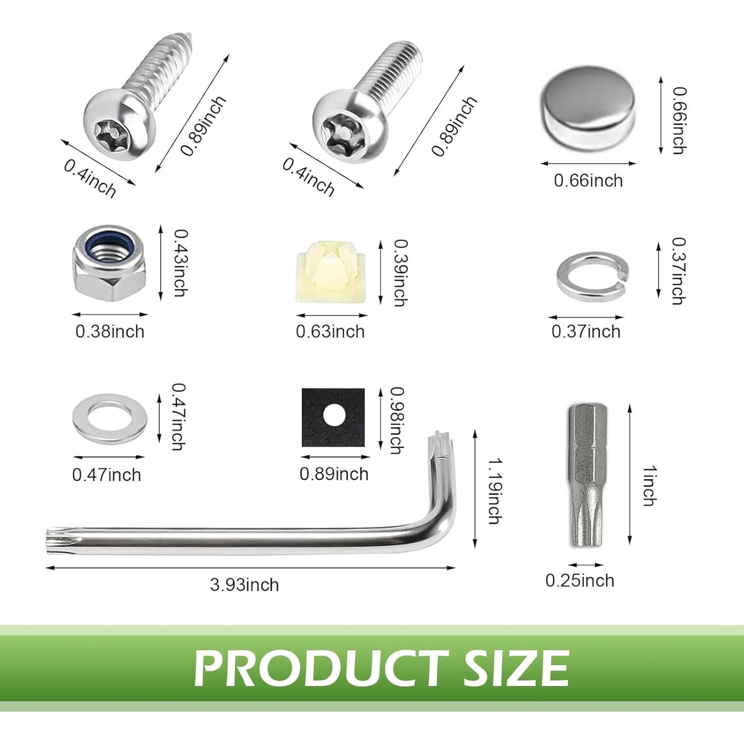 Kit de Tornillos Antirrobo Shakas para Placas de Licencia 54 Piezas