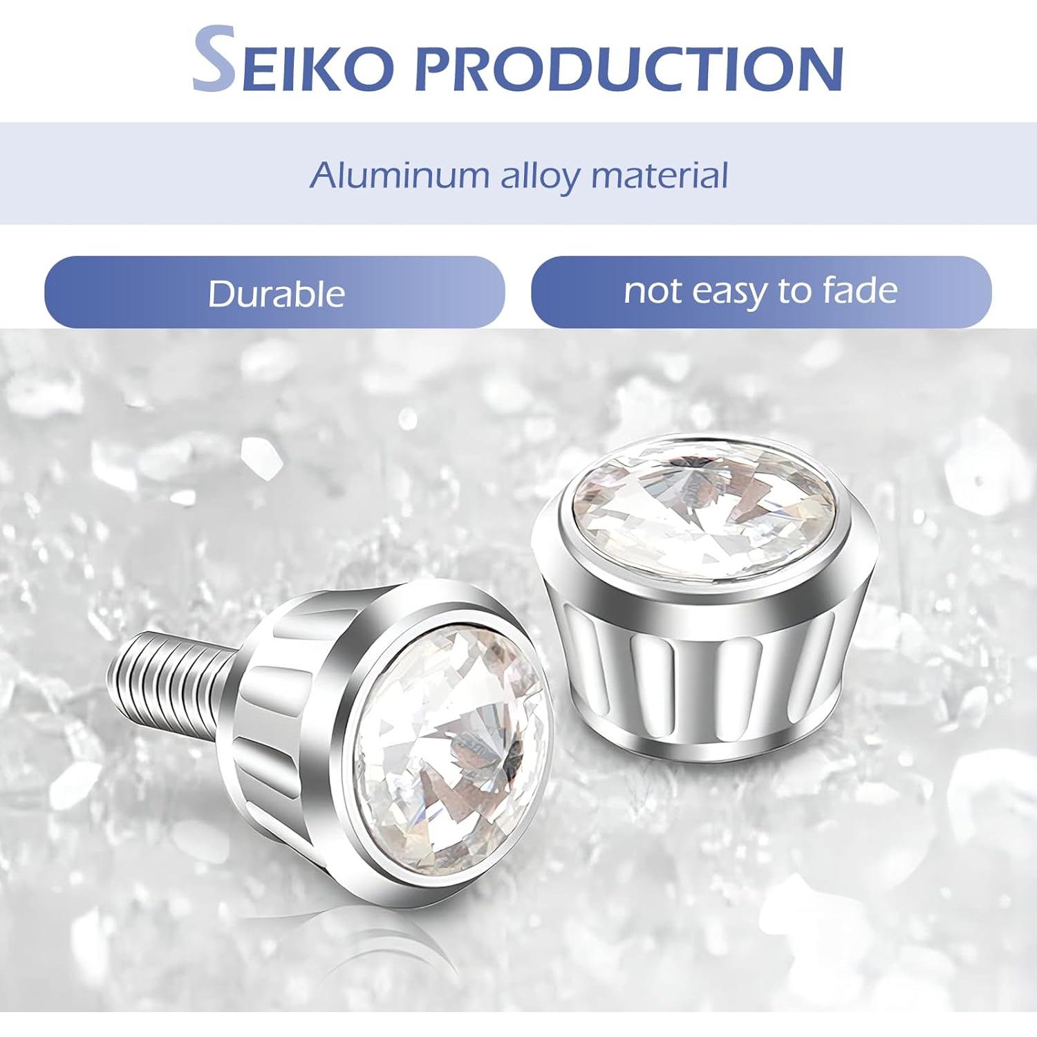 Kit de Sujetadores de Tornillos para Placas de Matrícula Bawkars 4 PCS Cristales Brillantes