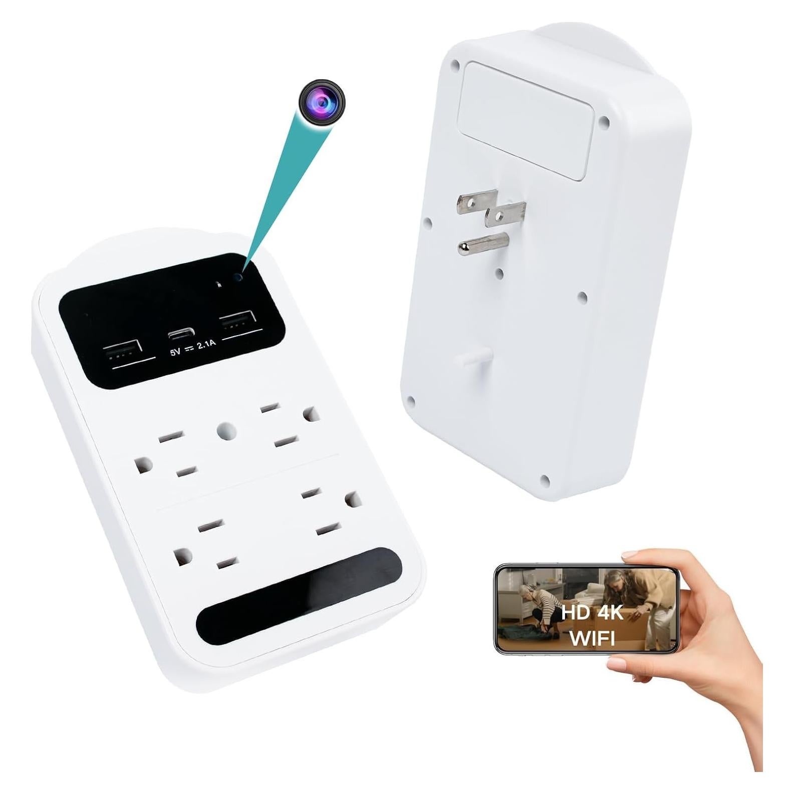 2025 Upgraded Spy Camera，4K HD Hidden Camera,Nanny Cam Charger Night Vision，Motion Detection Spy Cam，Spy Home Baby Monitor Surveillance Camera, APP Control Spy WiFi Cam Indoor