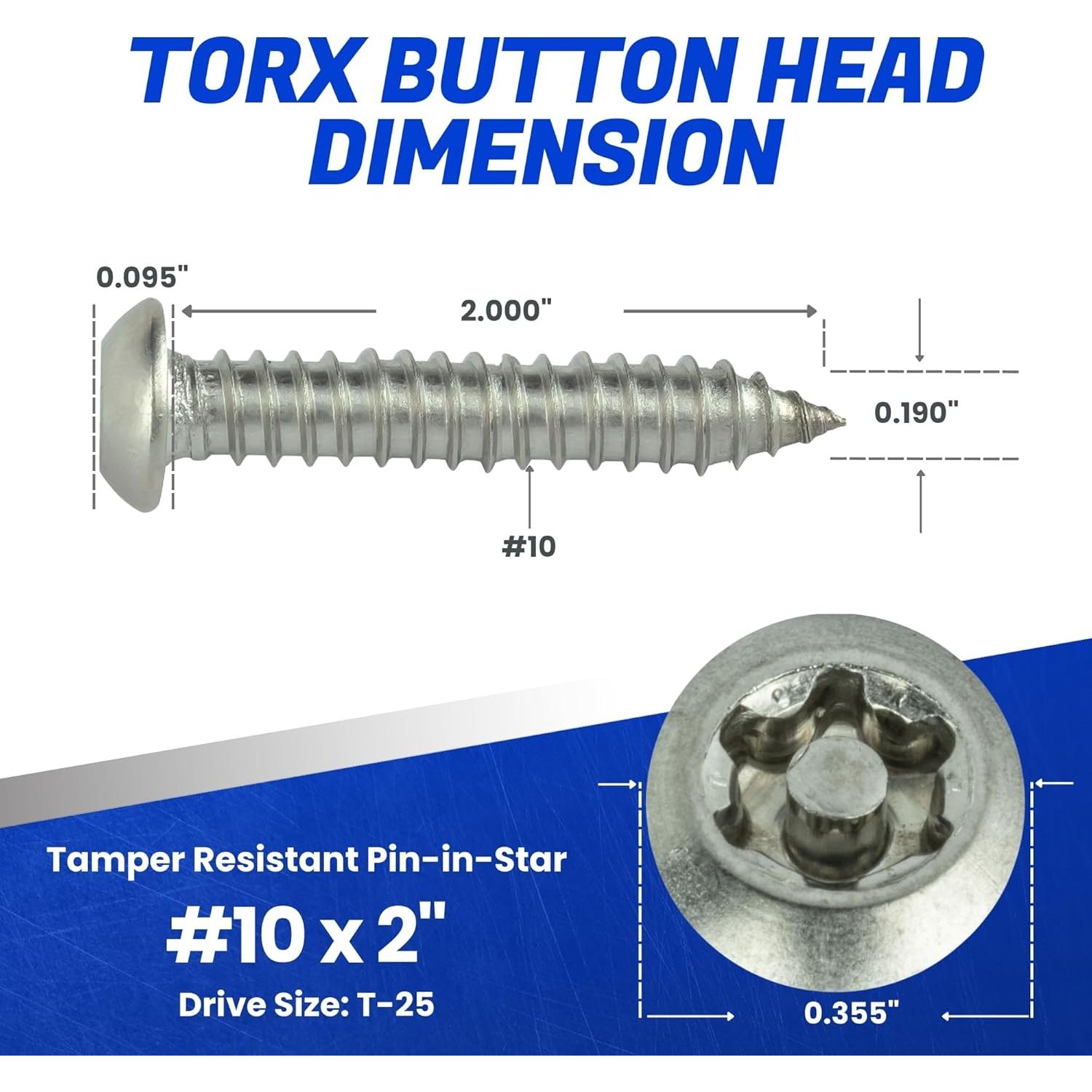 Tornillos de Seguridad Torx Fastenere #10 x 5.08 cm (25-Pack)