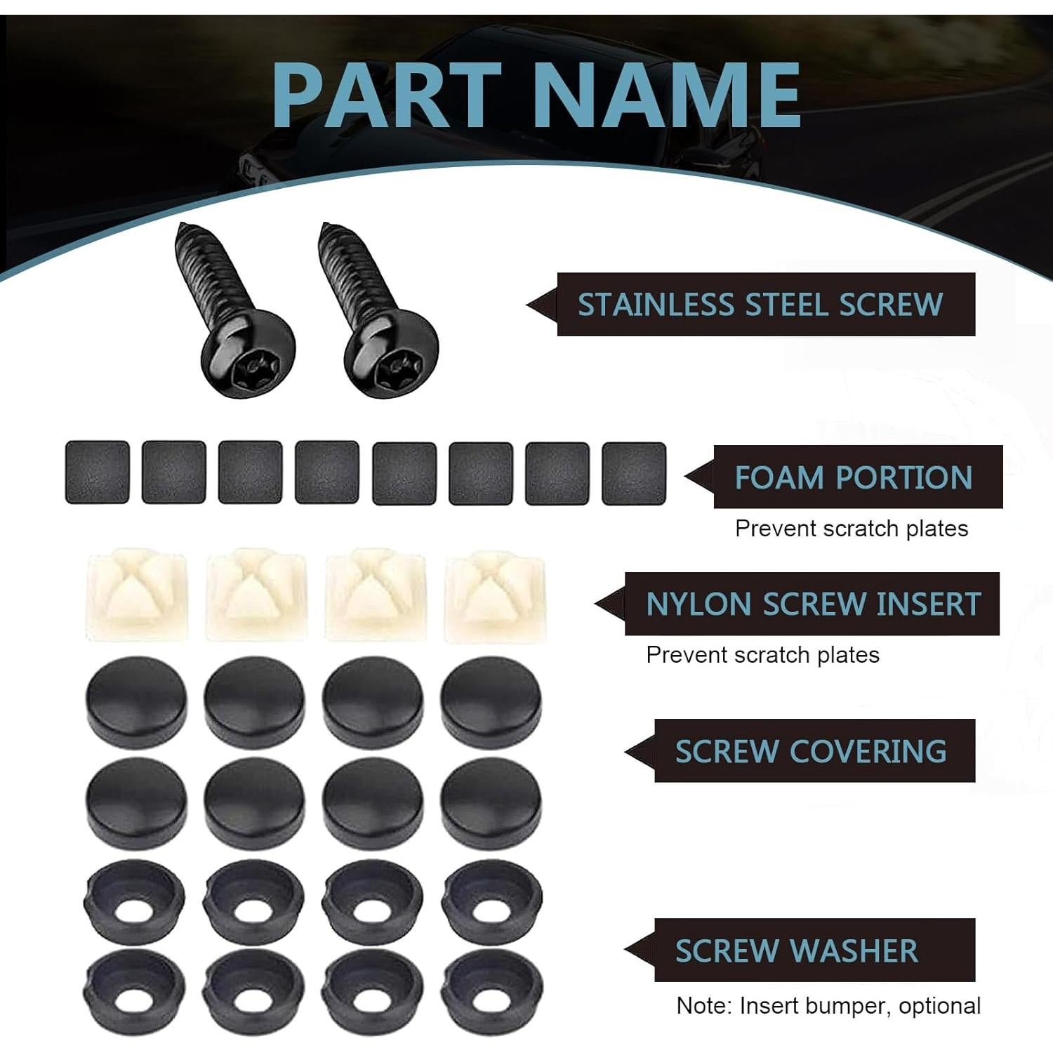 Juego de Tornillos Antirrobo para Placas de Matrícula Arwrilt