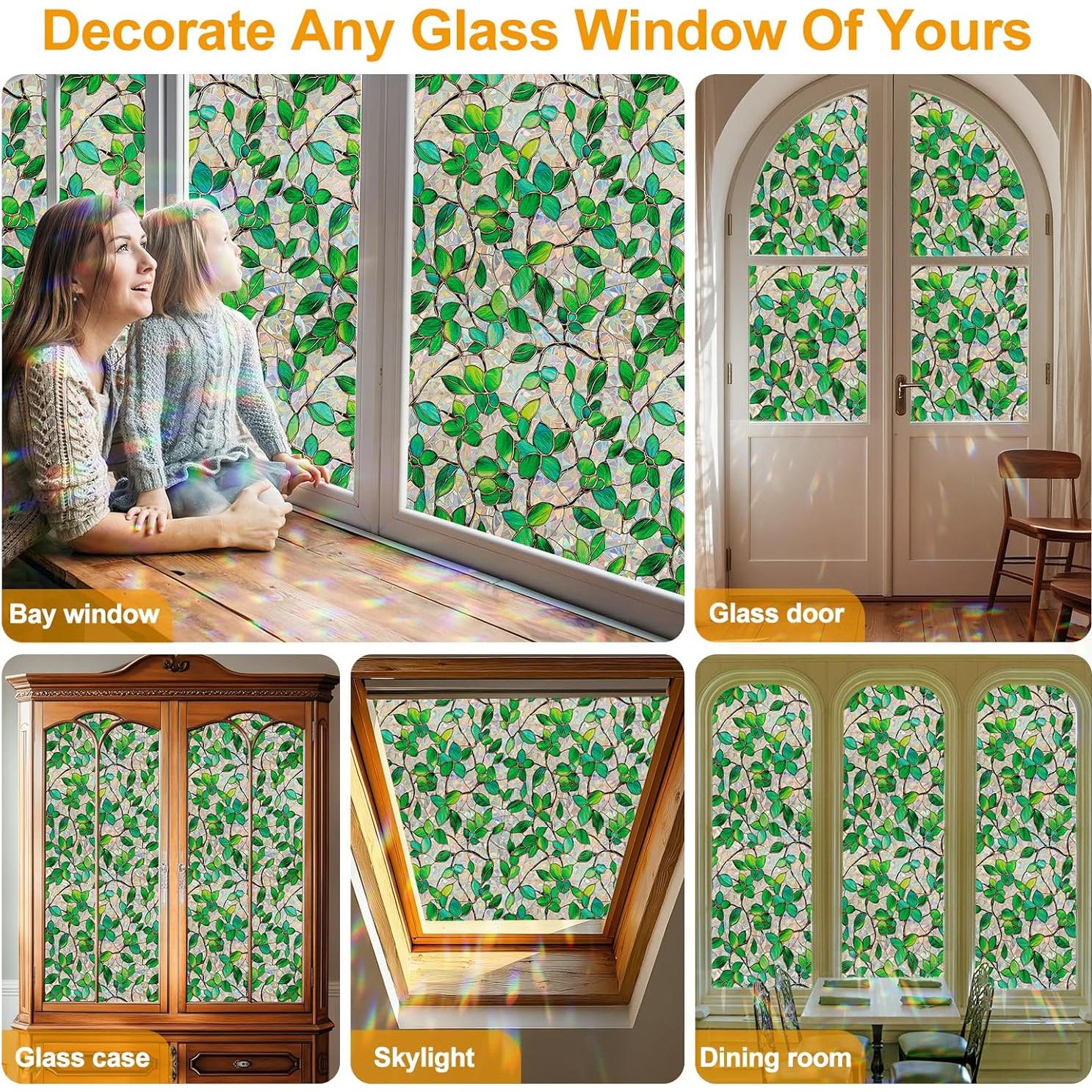 Película de Privacidad para Ventanas COUNTEWOL 44.5x200cm Verde