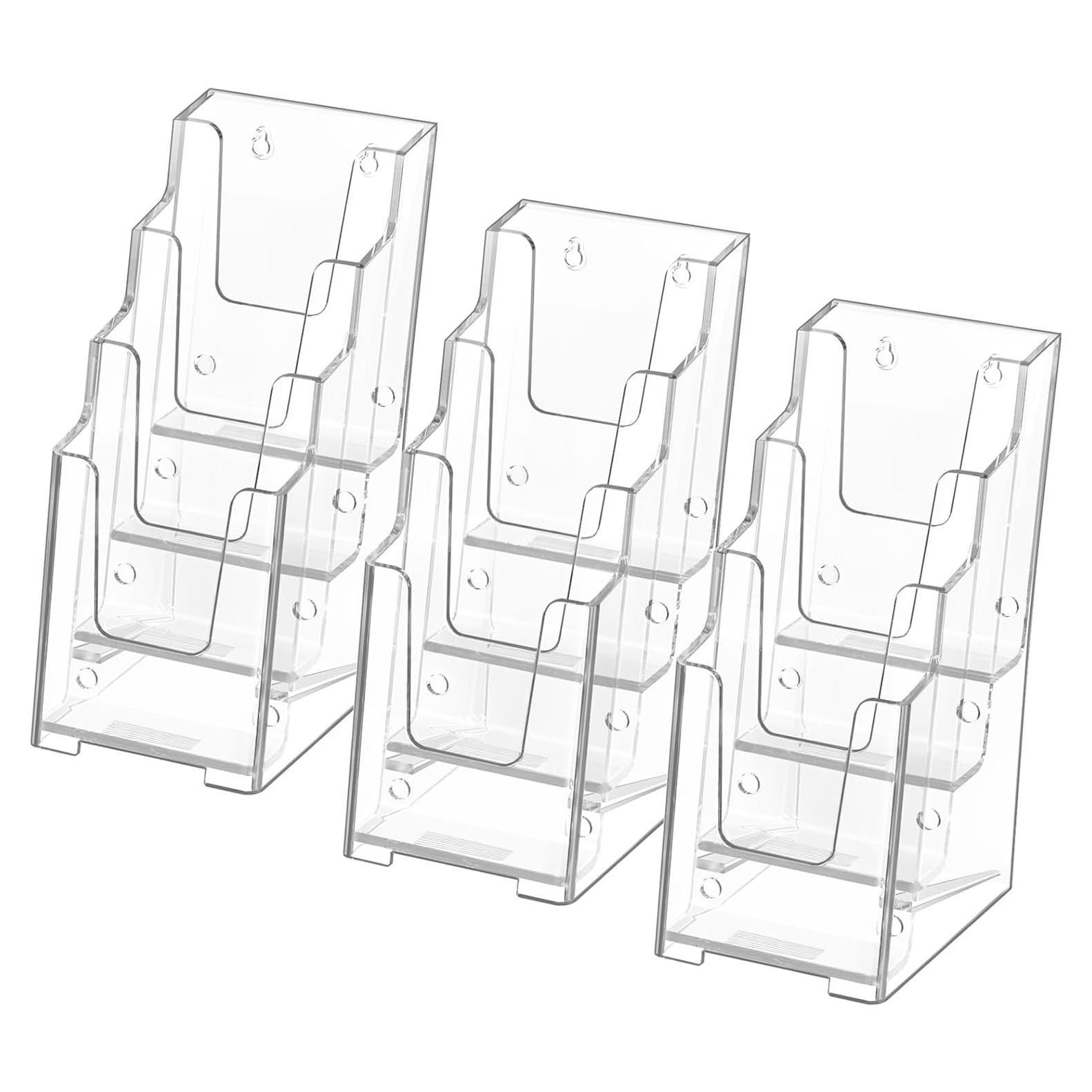 Soporte de Folletos Acrílico MaxGear 4 Pilares Paquete de 3