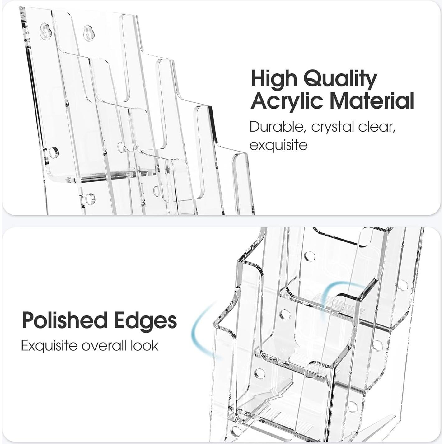 Soporte de Folletos Acrílico MaxGear 4 Pilares Paquete de 3