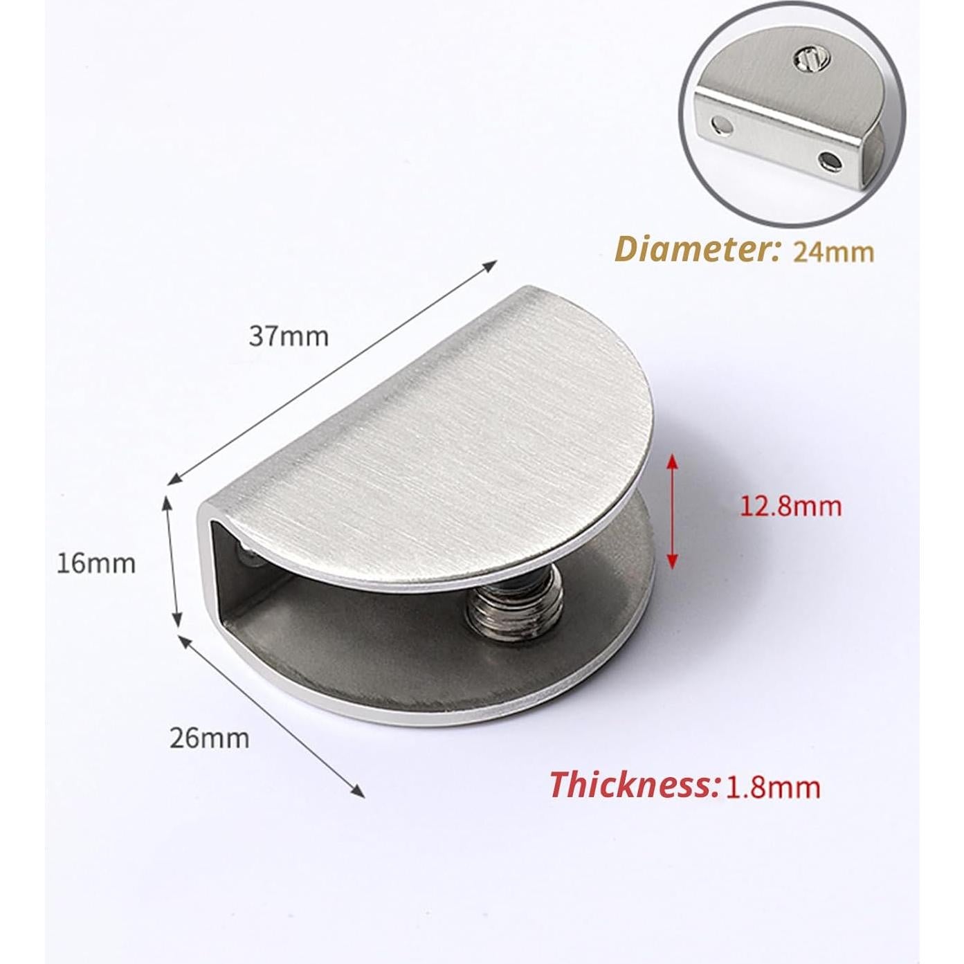 4 Soportes de Estante de Vidrio Acero Inoxidable Ajustables 10mm