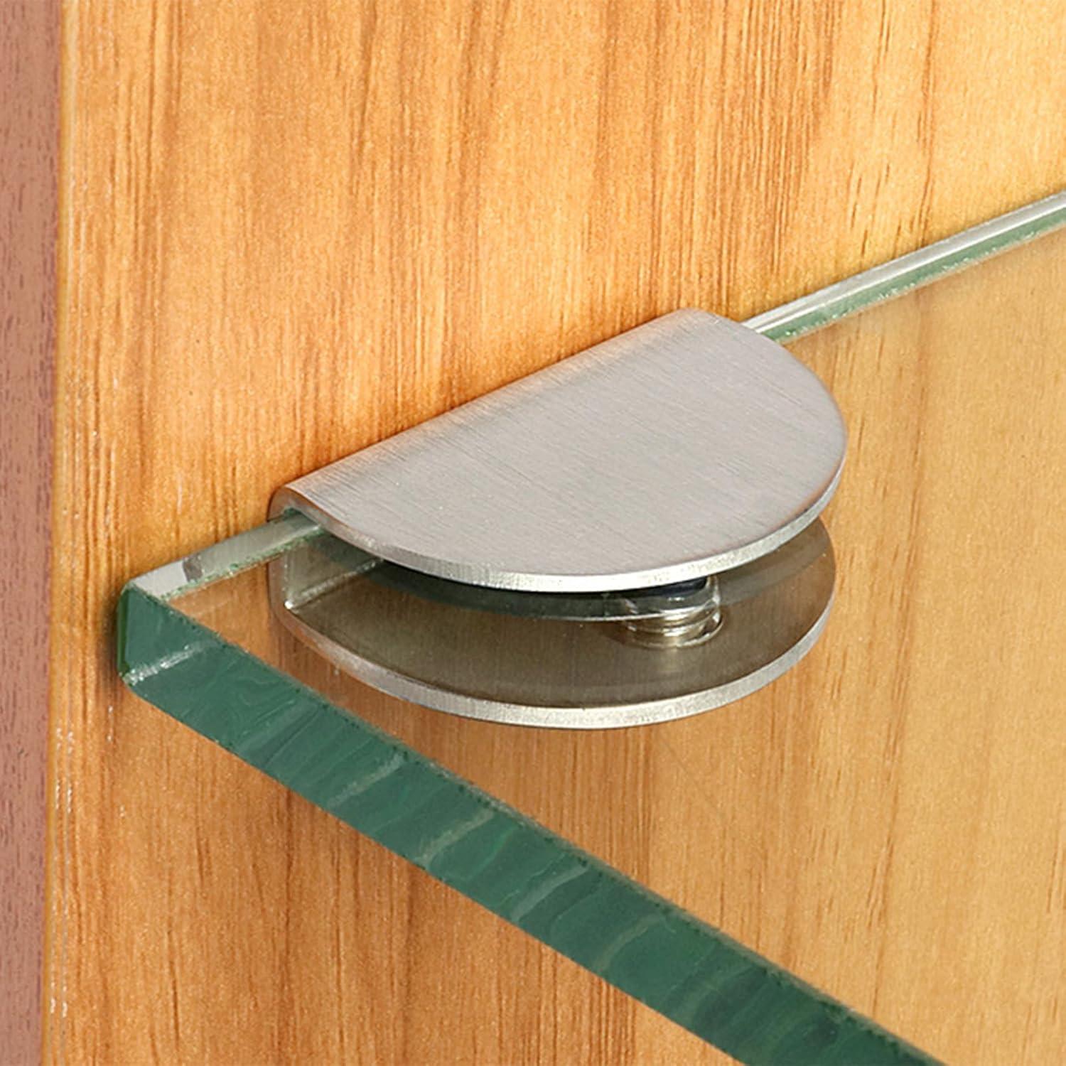 4 Soportes de Estante de Vidrio Acero Inoxidable Ajustables 10mm