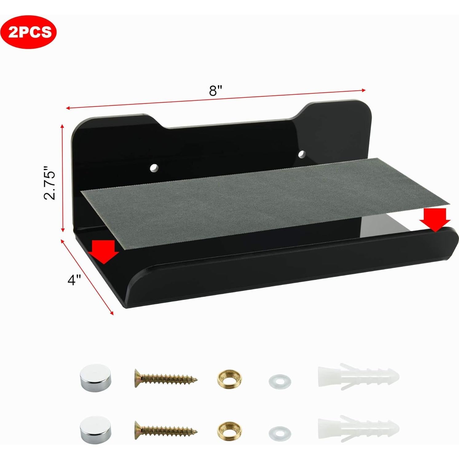 Estantes Flotantes Acrílico Cosmos 20.32x10.16cm Negro 2 Pcs