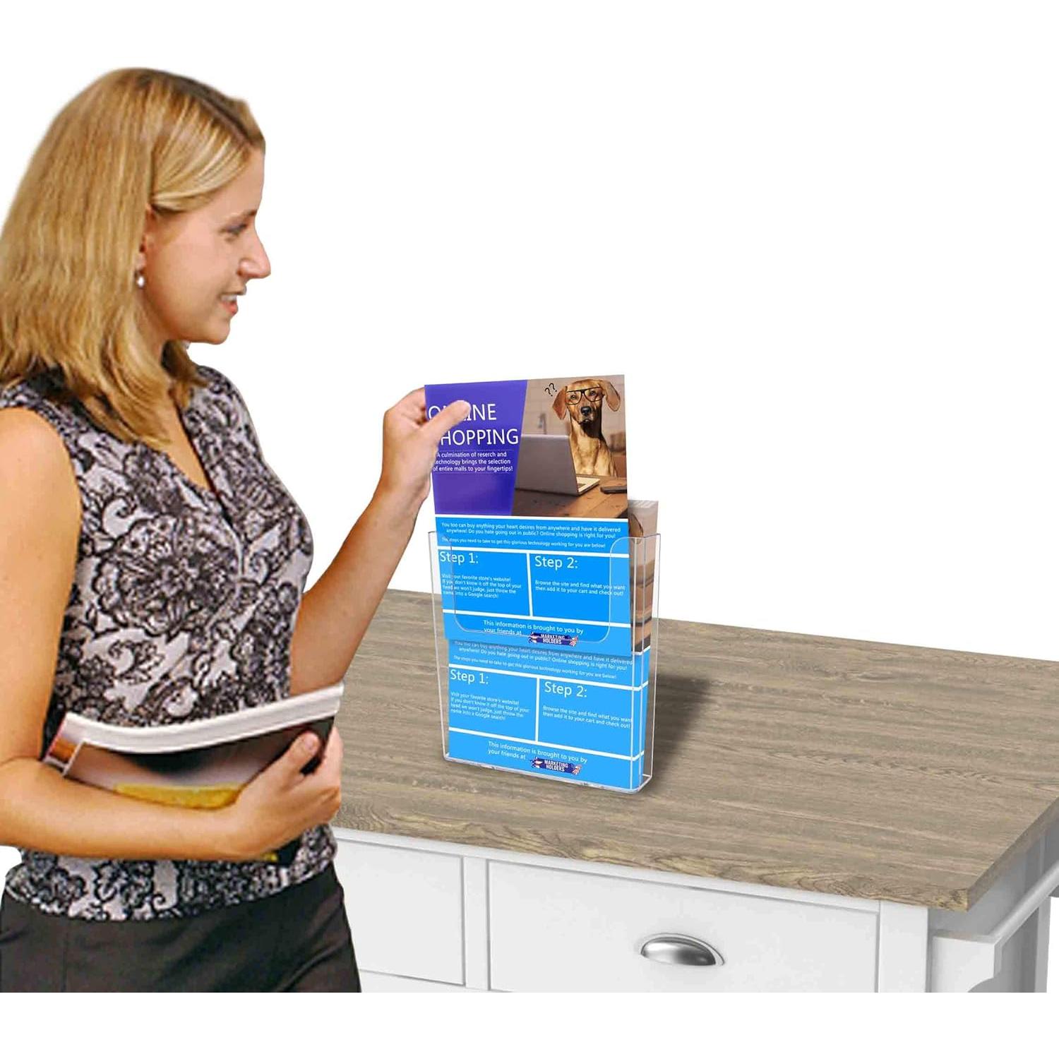 Soporte de Literatura Acrílico Transparente 4 Unidades 21.6x22.9 cm