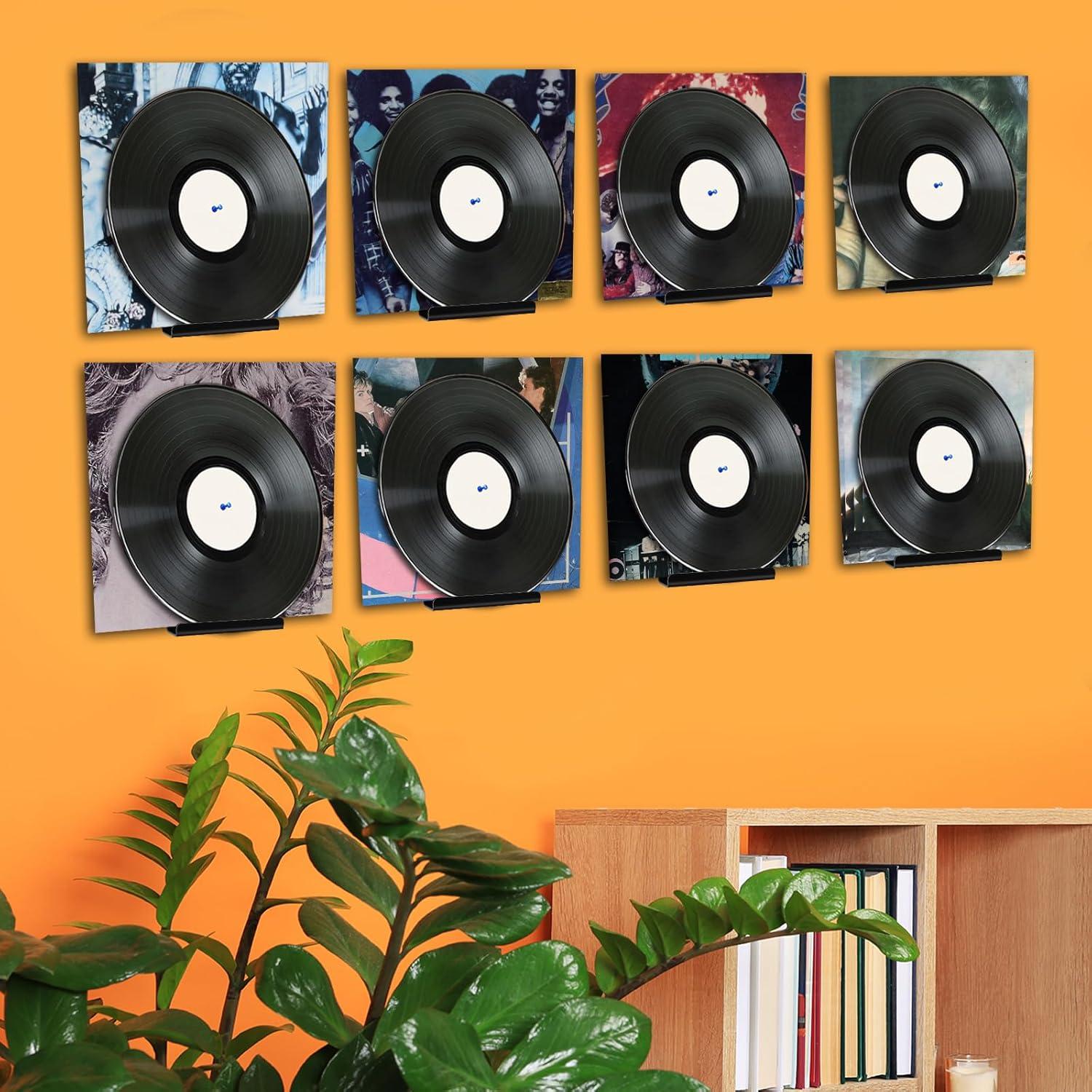 Estante Flotante para Discos de Vinilo Wesiti - 8 Piezas Negro