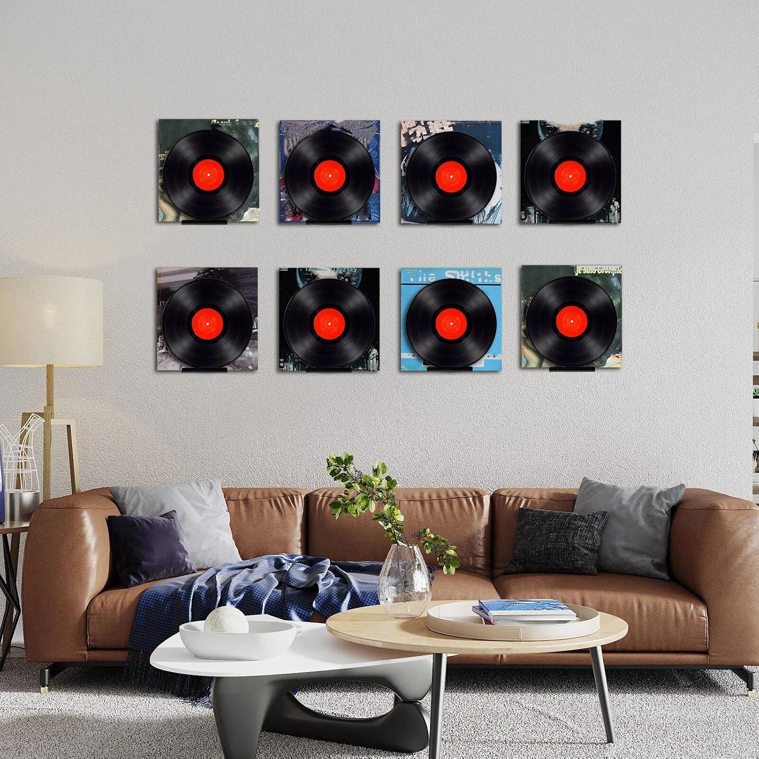 Estante Flotante para Discos de Vinilo Wesiti - 8 Piezas Negro