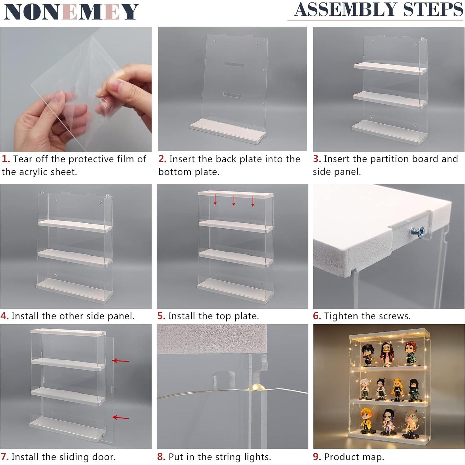 Estante de Exhibición Acrílico NONEMEY 3 Niveles 30x8.5x38cm