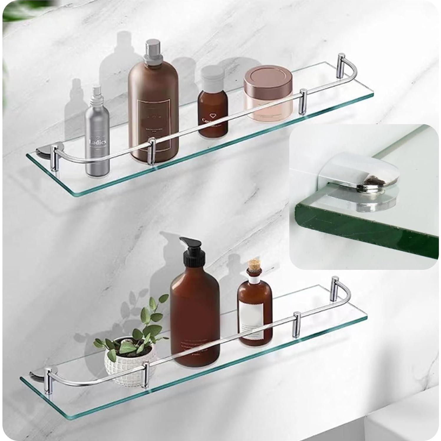 8 Soportes de Estante de Vidrio Ajustables Runseaway 6-8mm Cromo