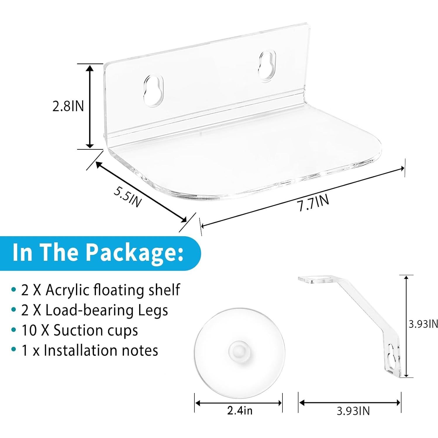 Estantes de Ventana Acrílicos Skewo - Paquete de 2 con Ventosas