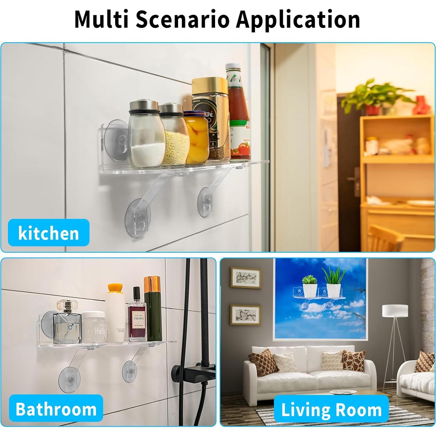 Estantes de Ventana Acrílicos Skewo - Paquete de 2 con Ventosas